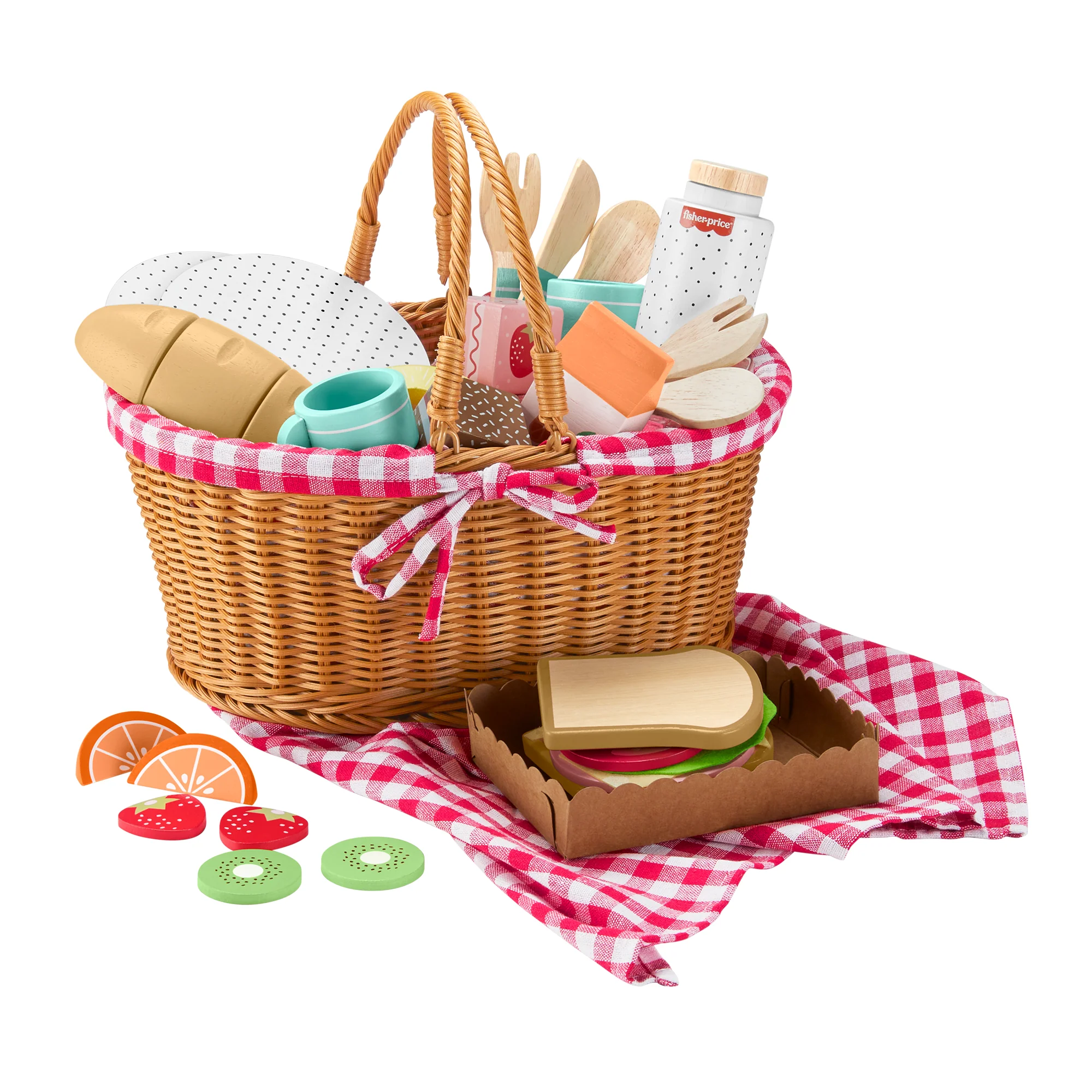Fisher-Price Coffret Panier de Pique-Nique en Bois, 31Éléments