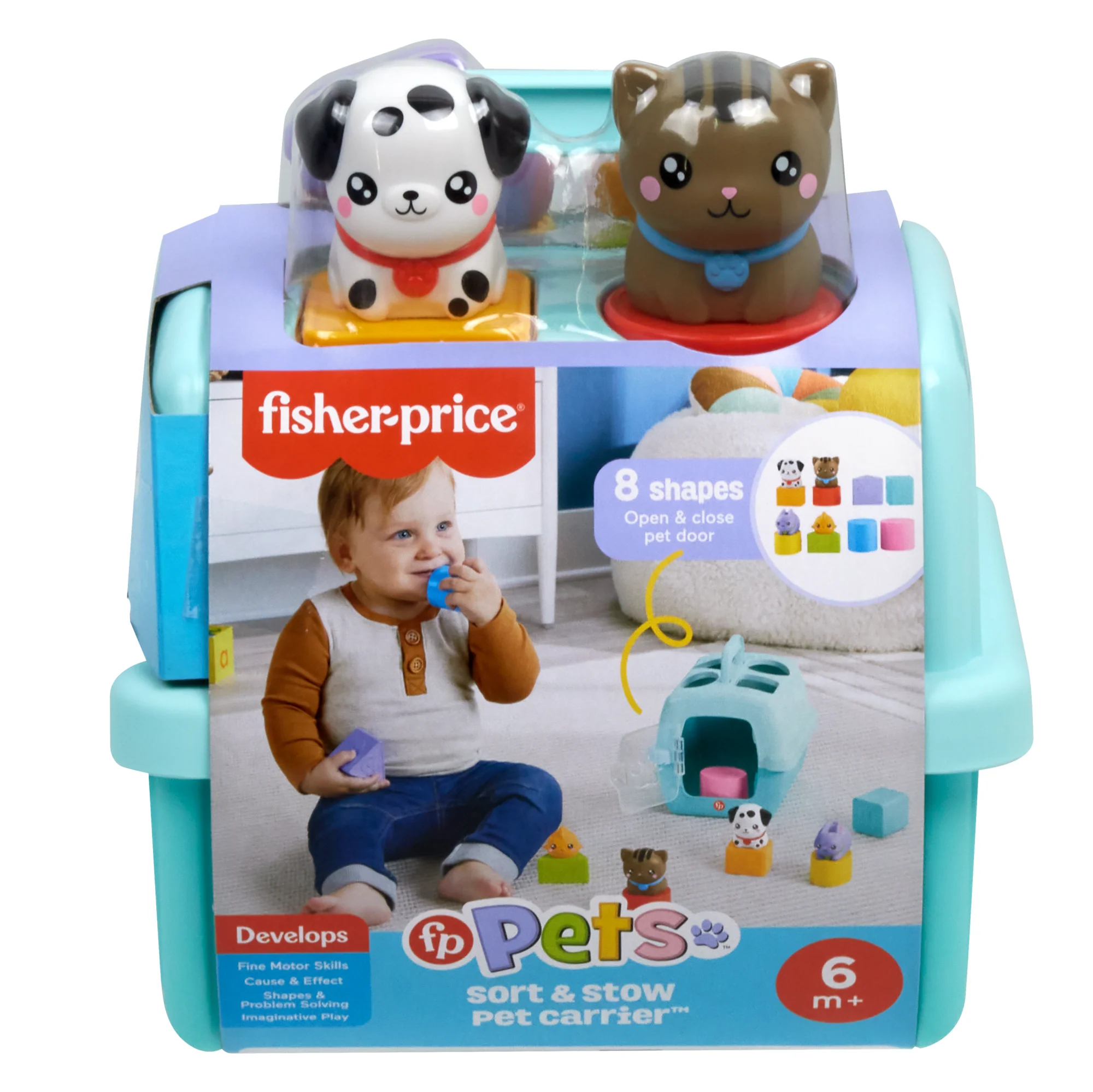 Fisher-Price Fp Pets Sort & Stow Pet Carrier Baby & Toddler Shape Sorting Toy, 8 Blocks - Image 6