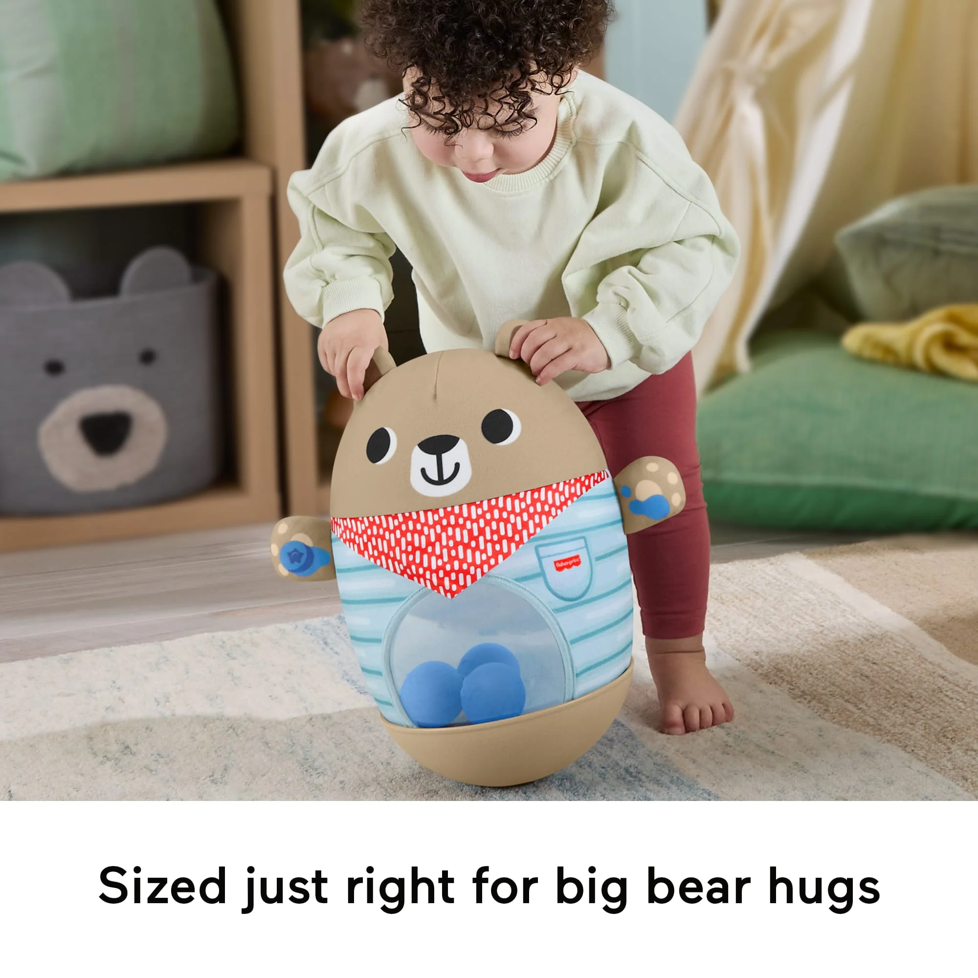 Fisher-Price Friendship Forest Bat & Wobble Inflatable Bear Roly-Poly Activity Toy For Baby - Image 4