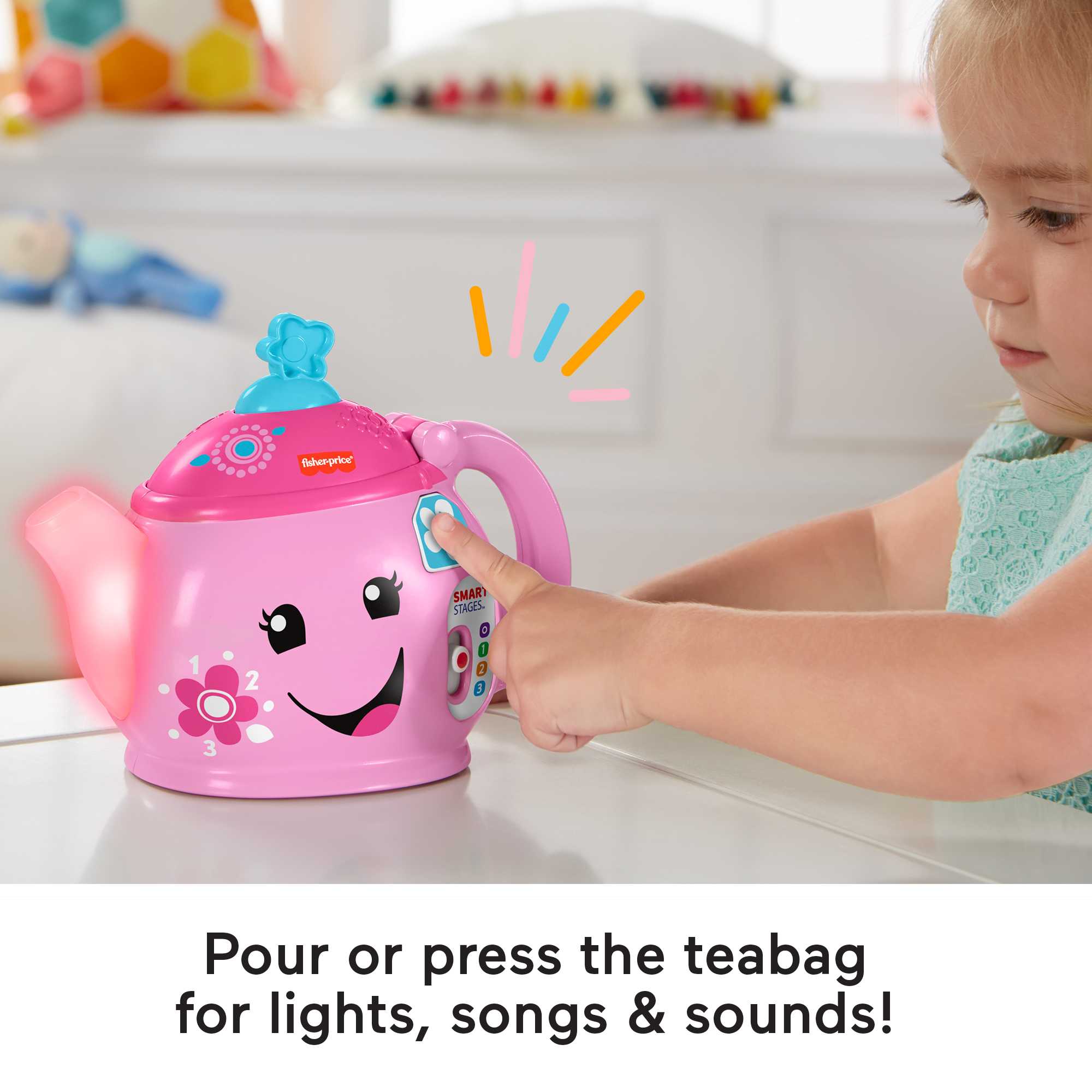 Fisher-Price Laugh & Learn Sweet Manners Tea Set Interactive Toddler Pretend Play, 11 Pieces - Image 4