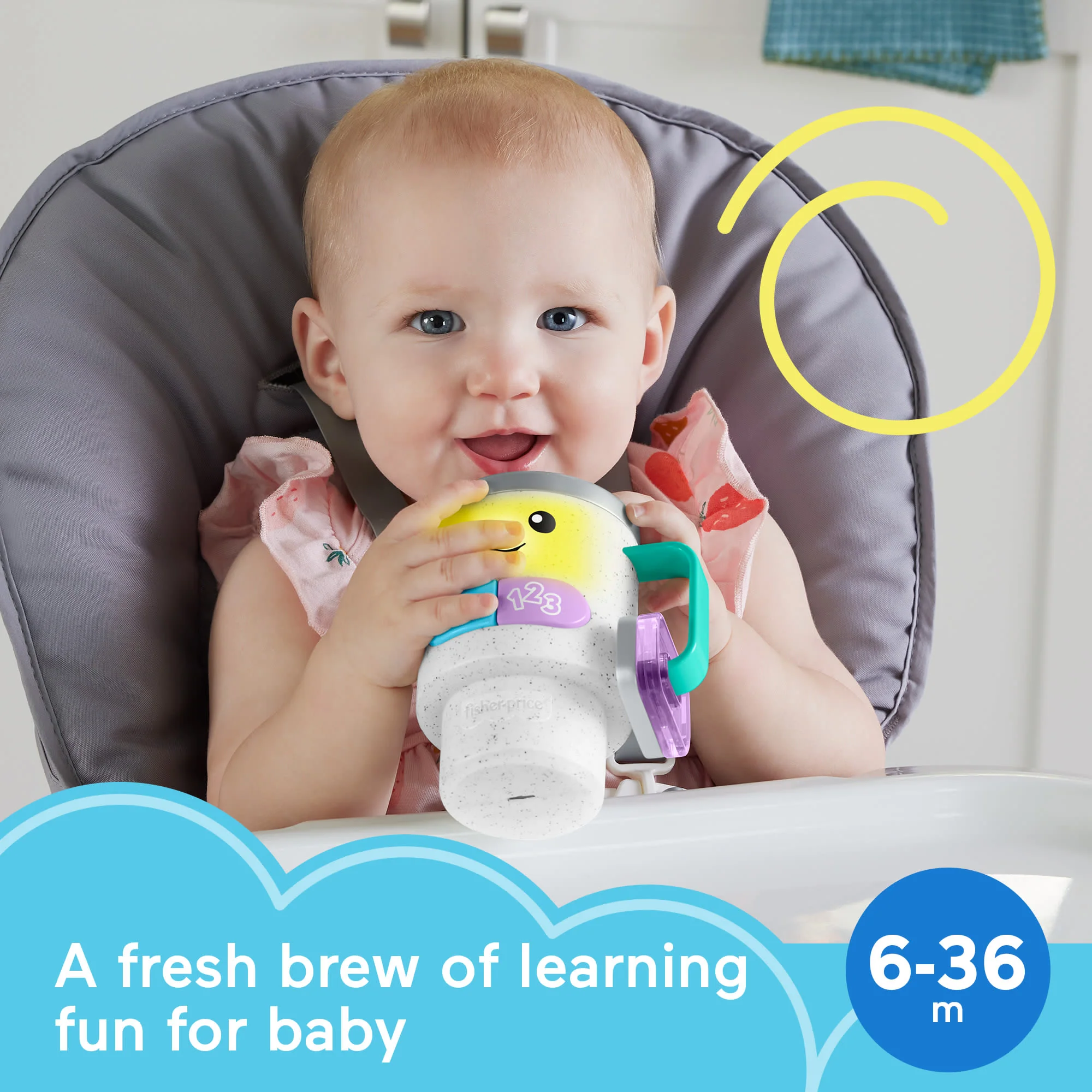 Fisher-Price Laugh & Learn Wake Up & Learn Coffee Mug Baby Musical Toy, Multilanguage Version - Image 2