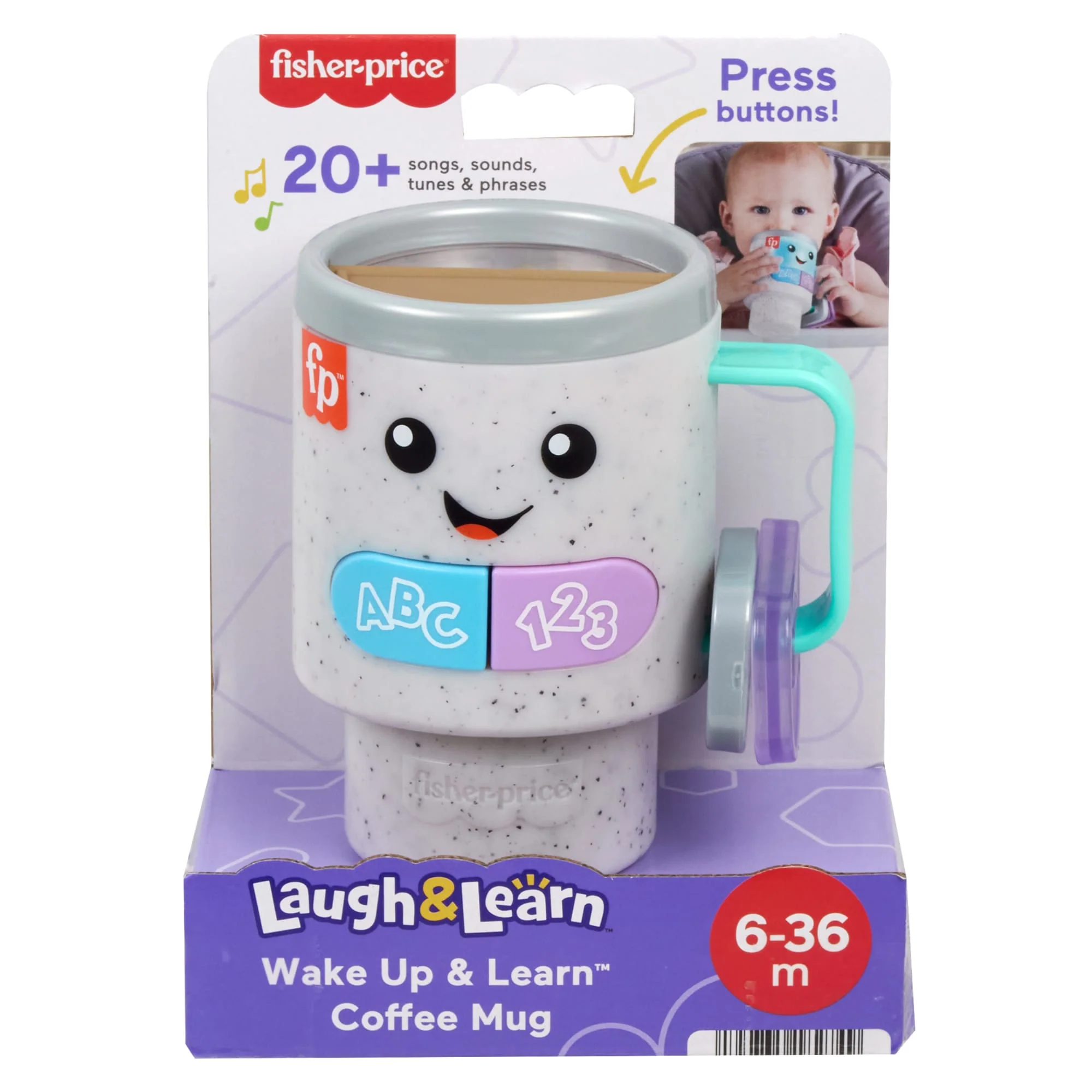 Fisher-Price Laugh & Learn Wake Up & Learn Coffee Mug Baby Musical Toy, Multilanguage Version - Image 6