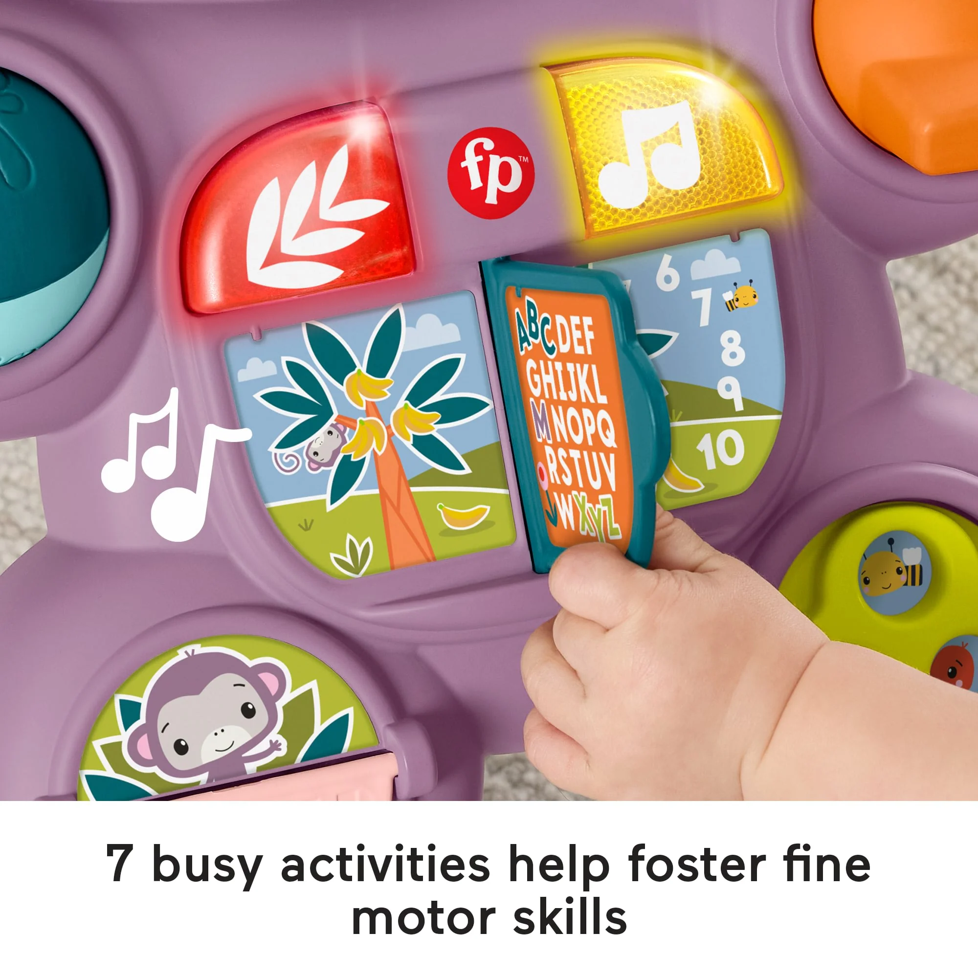 Fisher-Price Learn With Me Purple Monkey Push Walker, Baby Musical Learning Activity Toy - Image 5