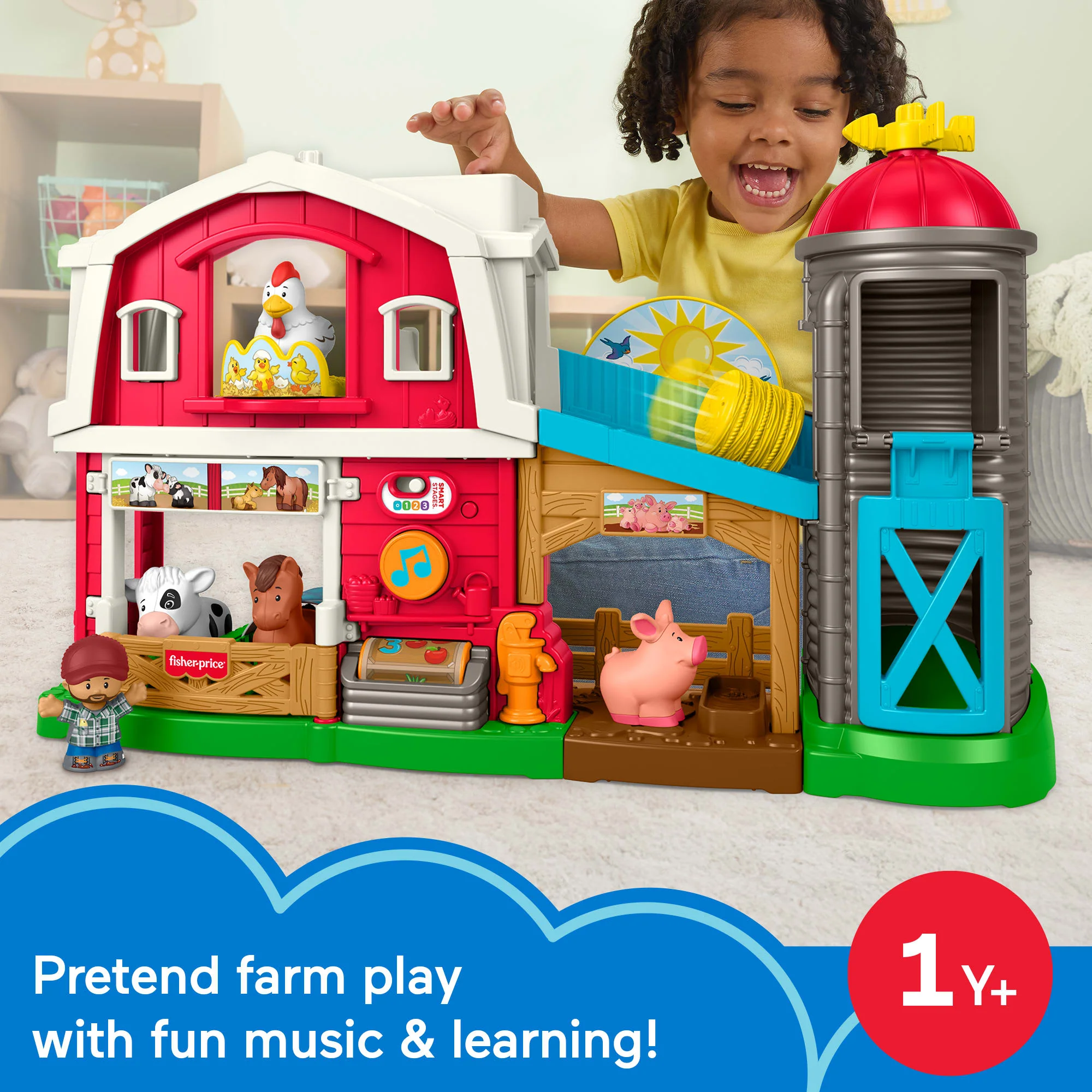 Fisher-Price Little People Caring Fun Animal Farm Playset Toddler Learning Toy, Multilanguage Version - Image 2