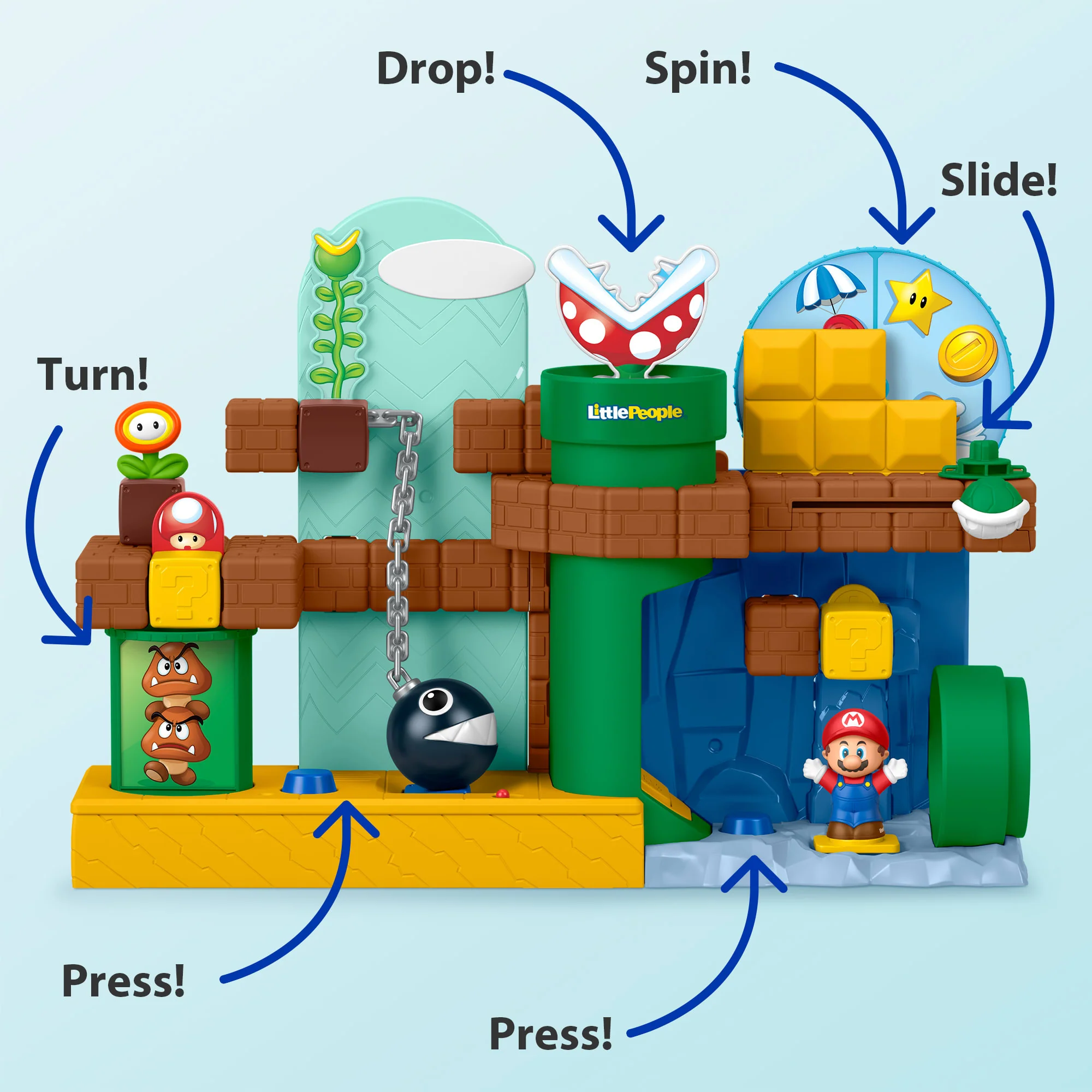 Fisher-Price Little People My Mario Adventure Playset Bundle With 6 Figures For Toddler Musical Play - Image 5