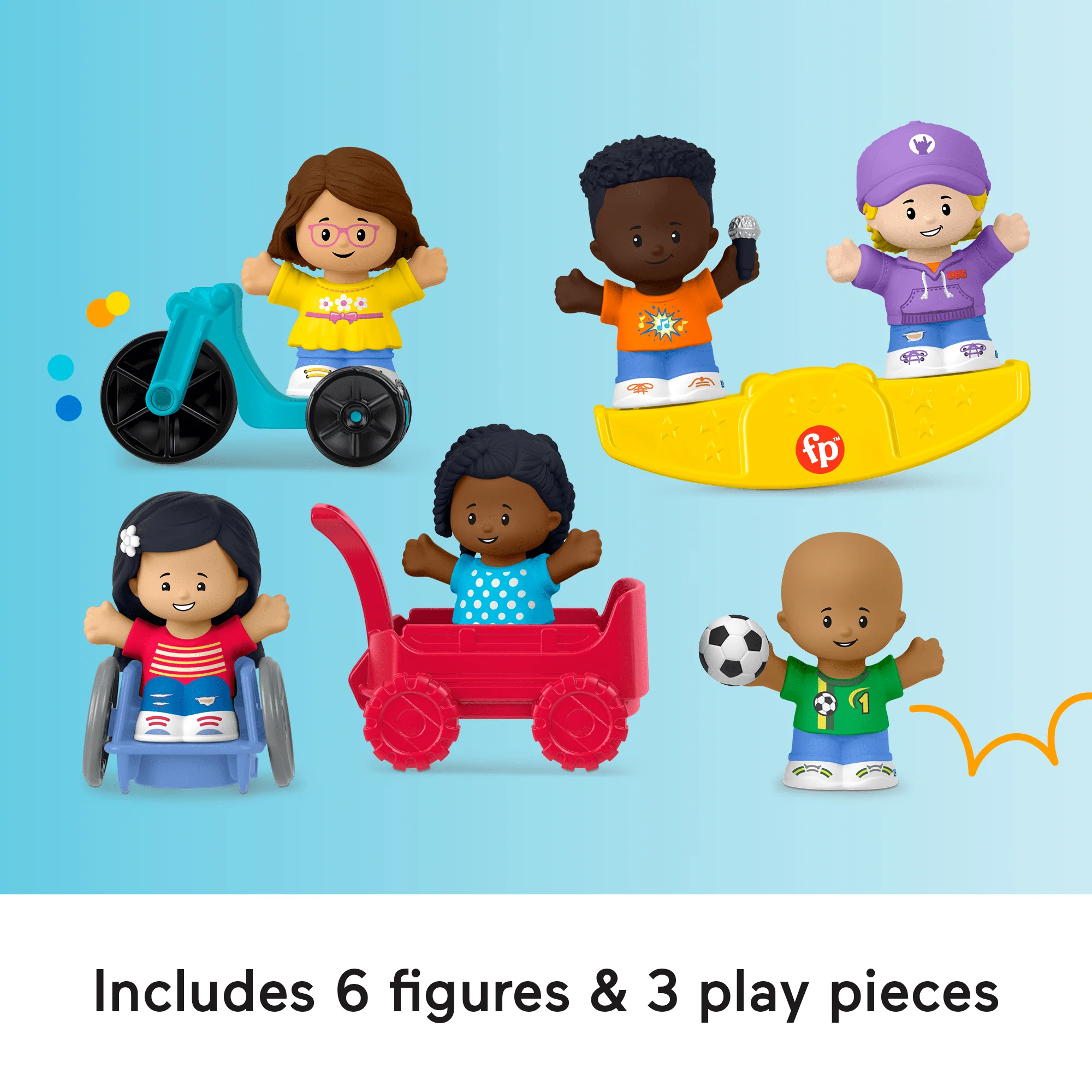 Fisher-Price Little People Play For All Figure And Accessory Pack For Toddlers, 9 Pieces - Image 5