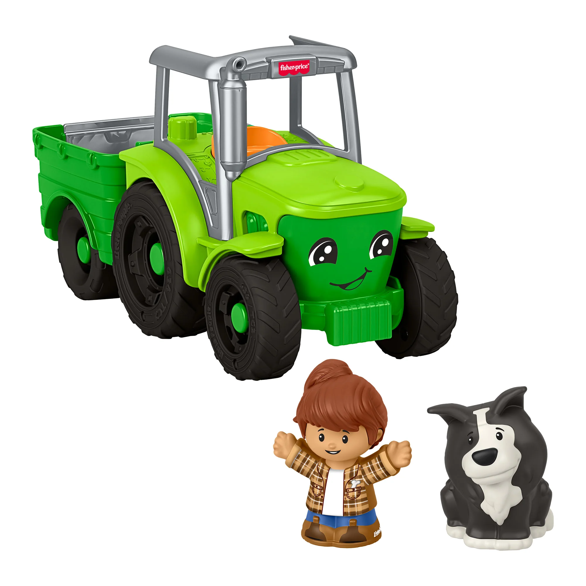Fisher-Price Little People Push & Play Tractor, Musical Toy Farm Vehicle & 2 Figures For Toddlers, Multilanguage Version