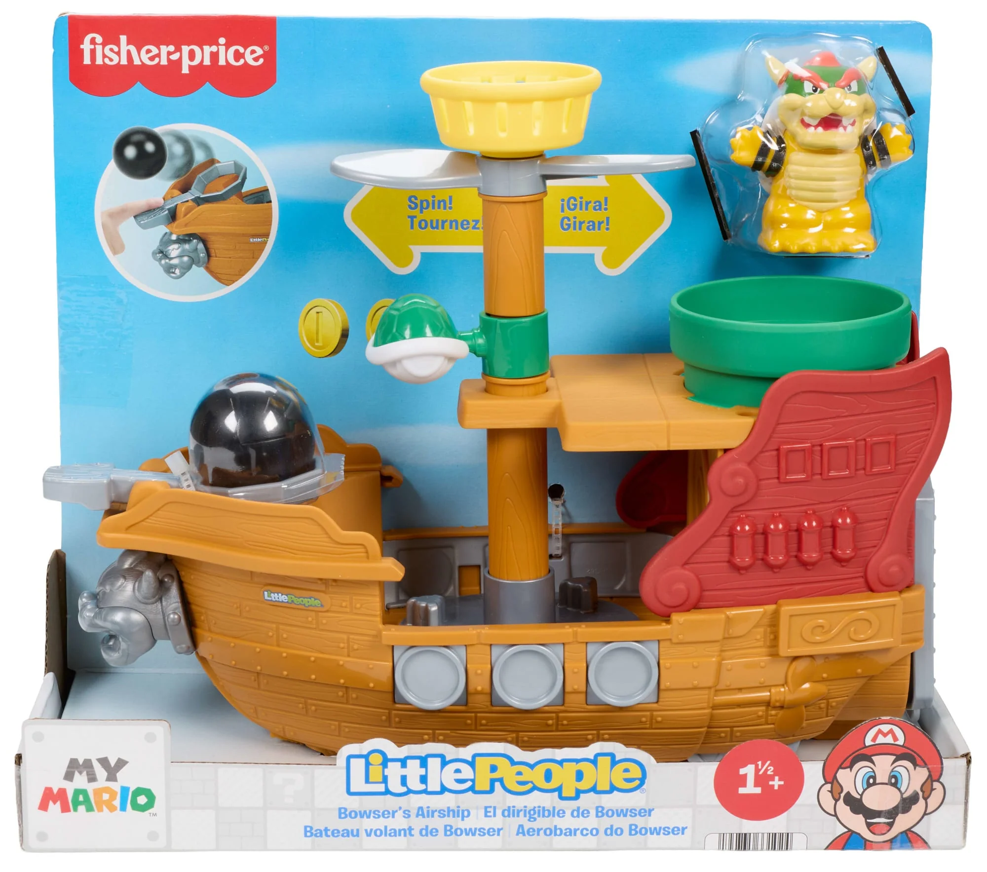 Fisher-Price Little People My Mario Bowser's Airship & Figure Set Toddler Toy - Image 6