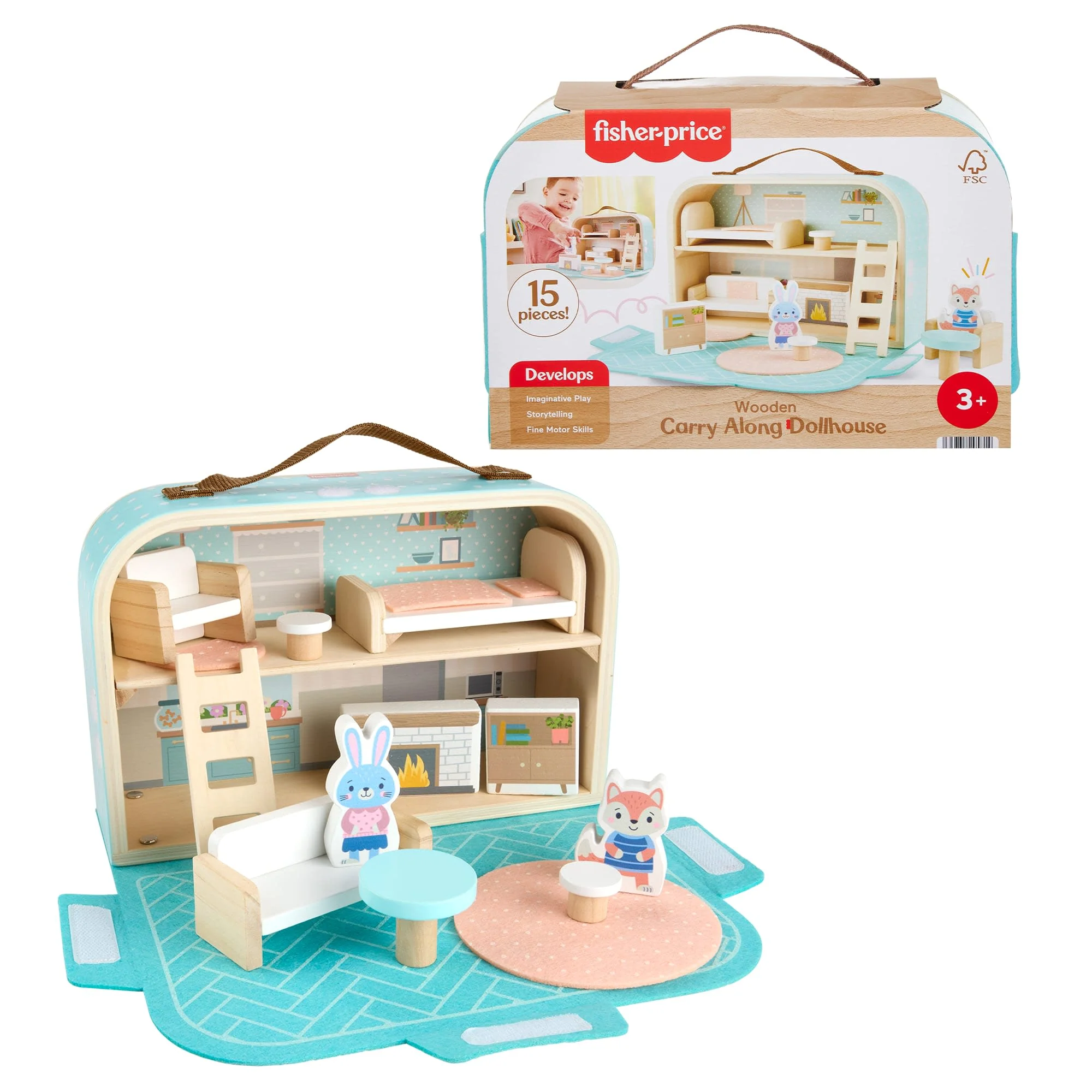 Fisher-Price® Maison de Poupée à Transporter en Bois