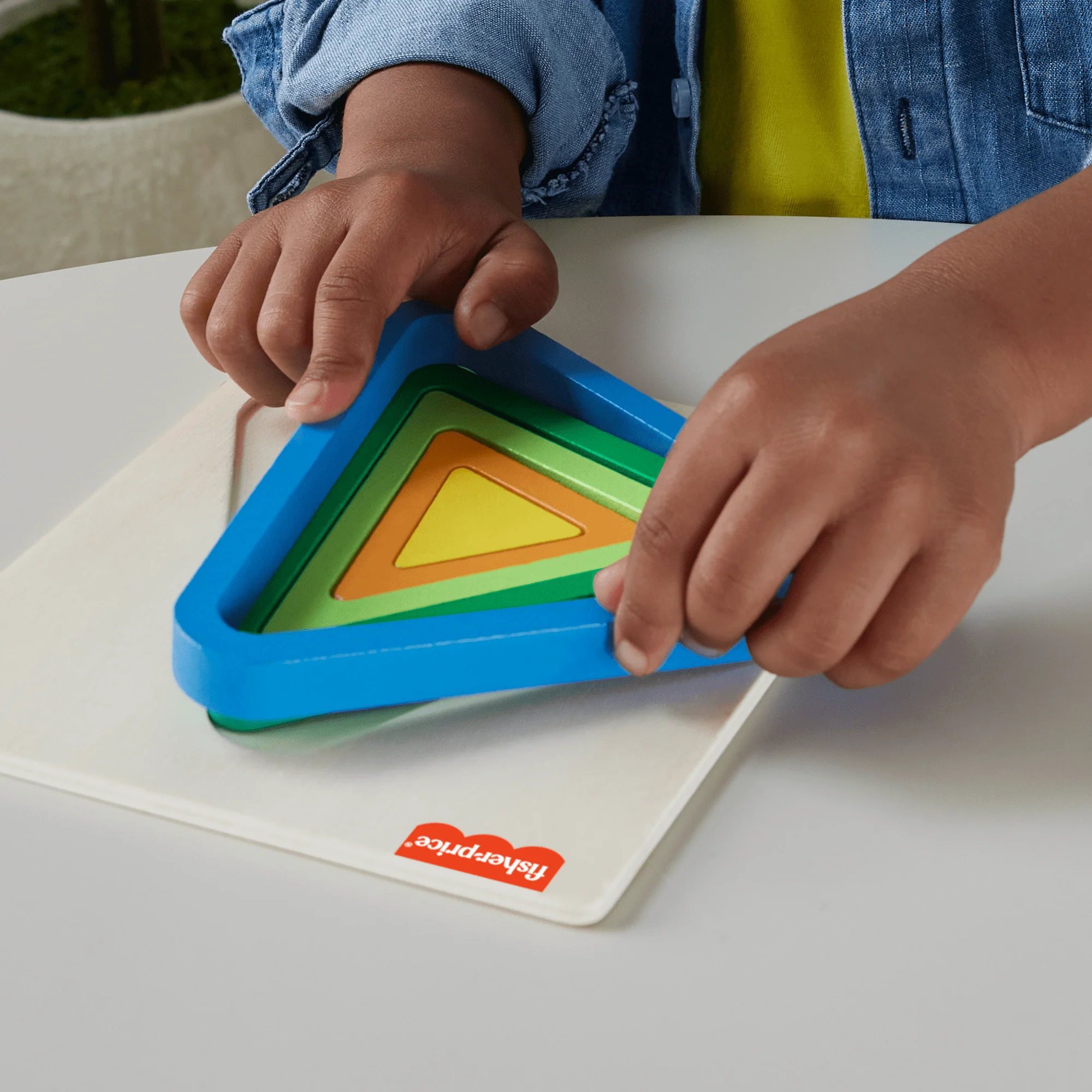 Fisher-Price  Mini Puzzle Arc-en-Ciel en Bois  Triangle, 5Éléments - Image 3
