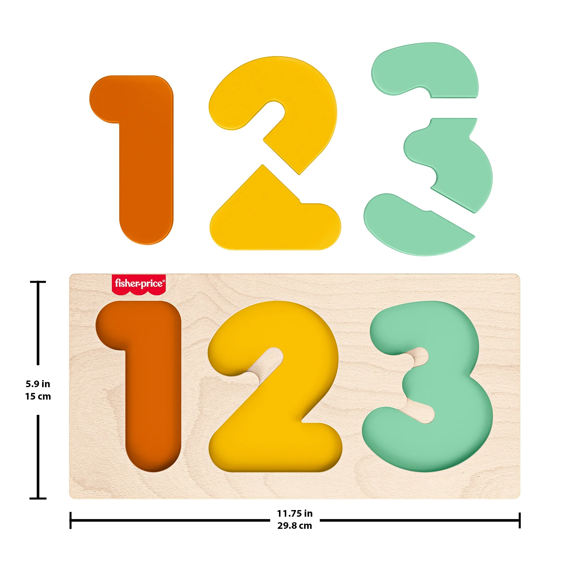 Fisher-Price Montessori Wooden 1-2-3 Puzzle, Toddler Learning Toy, 7 Wood Pieces - Image 5