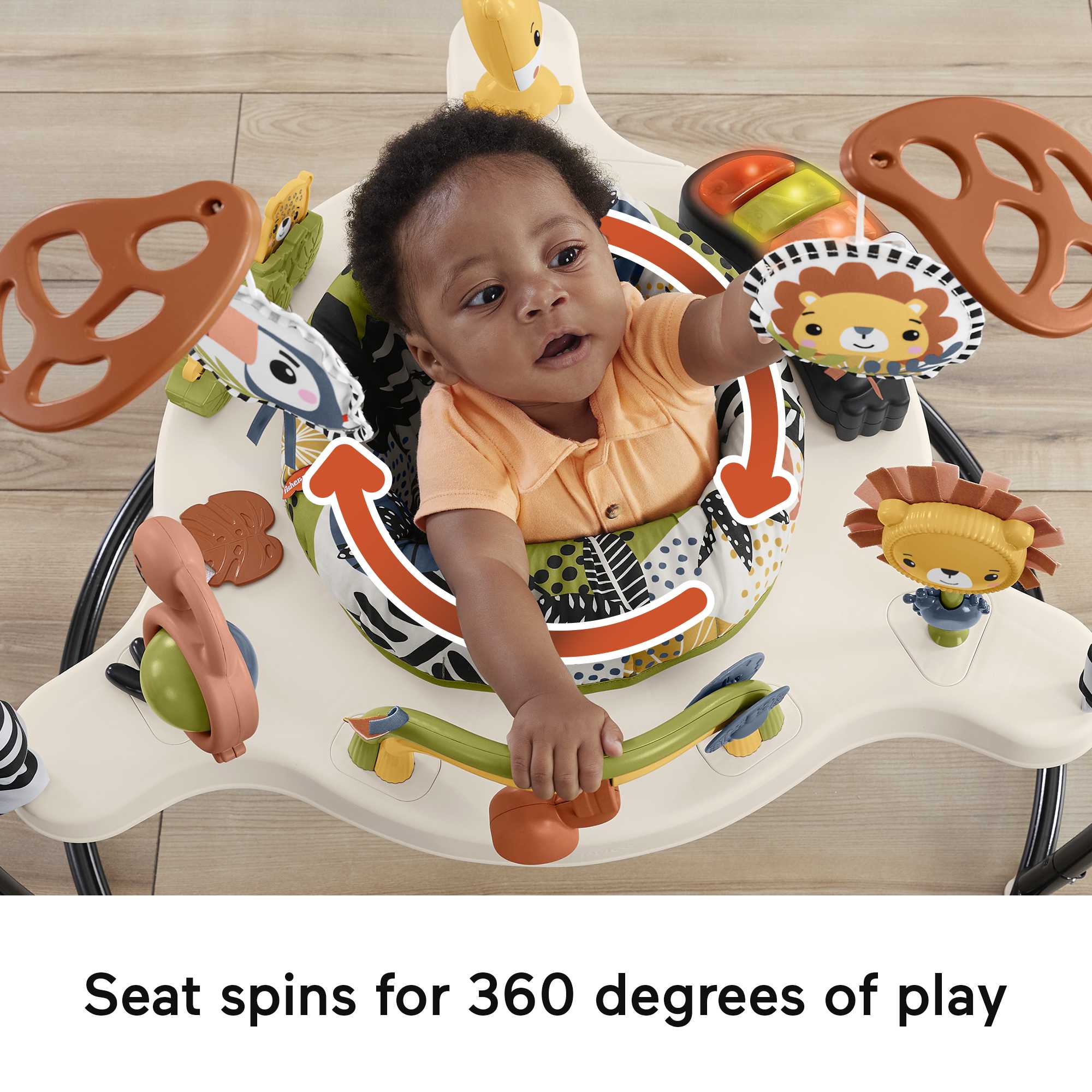 Fisher-Price Jumperoo Baby Activity Center With Lights Music And Sounds, Palm Paradise - Image 3