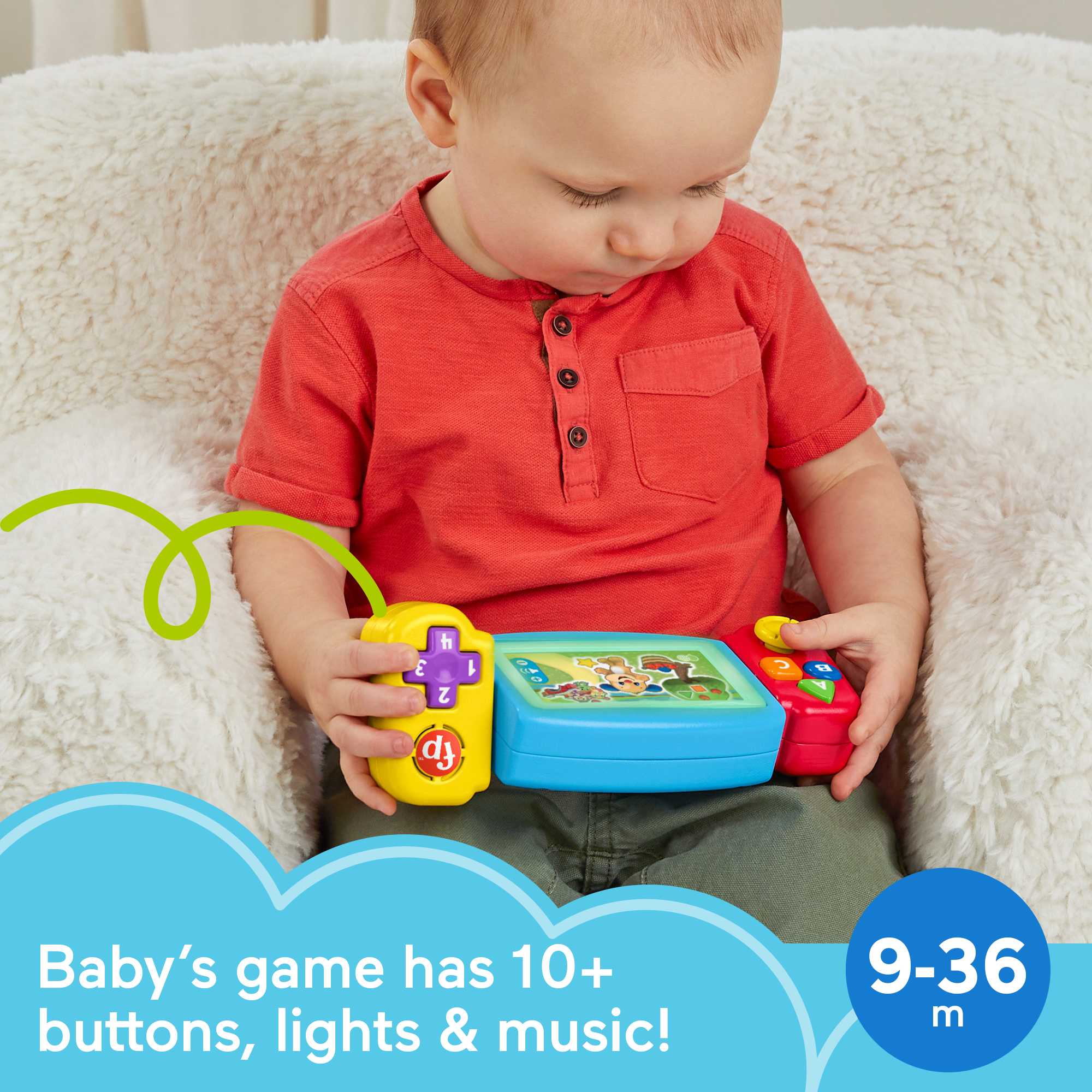 Fisher-Price Pretend Video Game Toddler Toy With Lights Sounds And Learning Songs, Laugh & Learn - English & French Version - Image 2