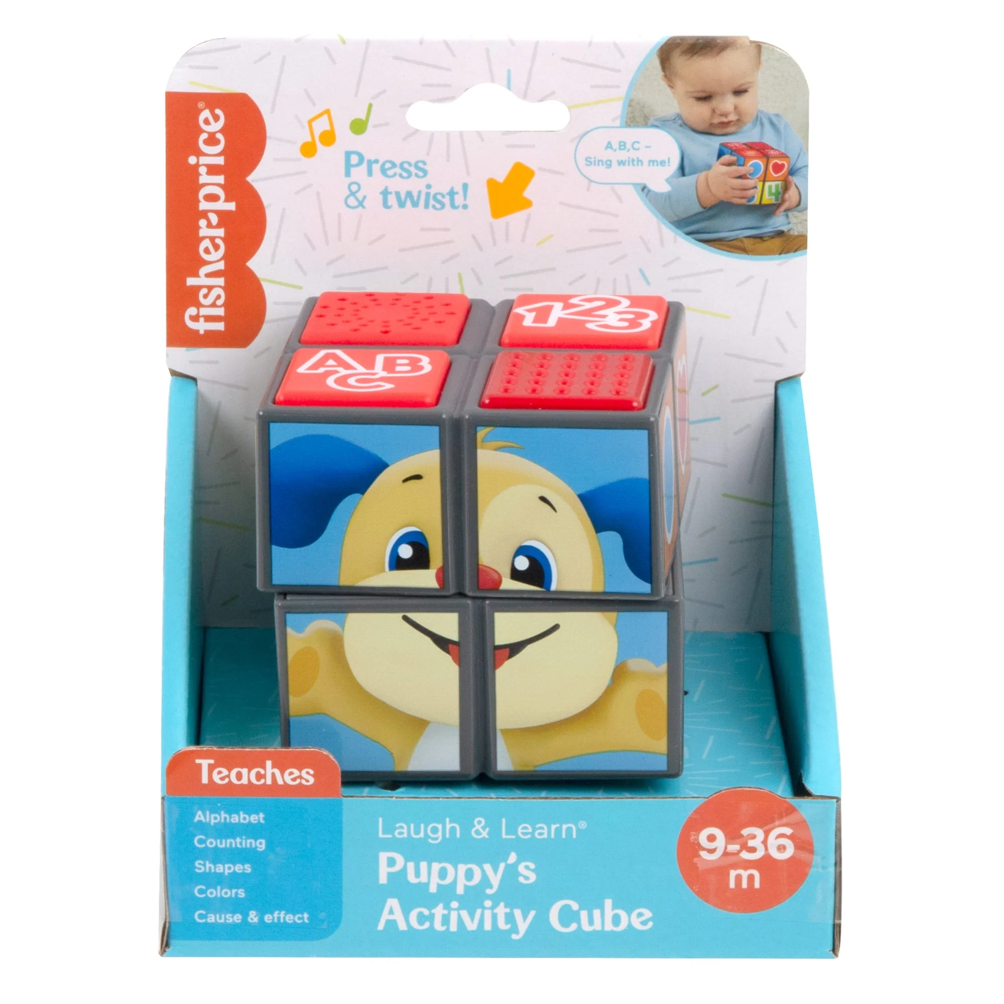 Fisher-Price Laugh & Learn Puppy's Activity Cube Electronic Learning Toy For Baby & Toddler - Image 6