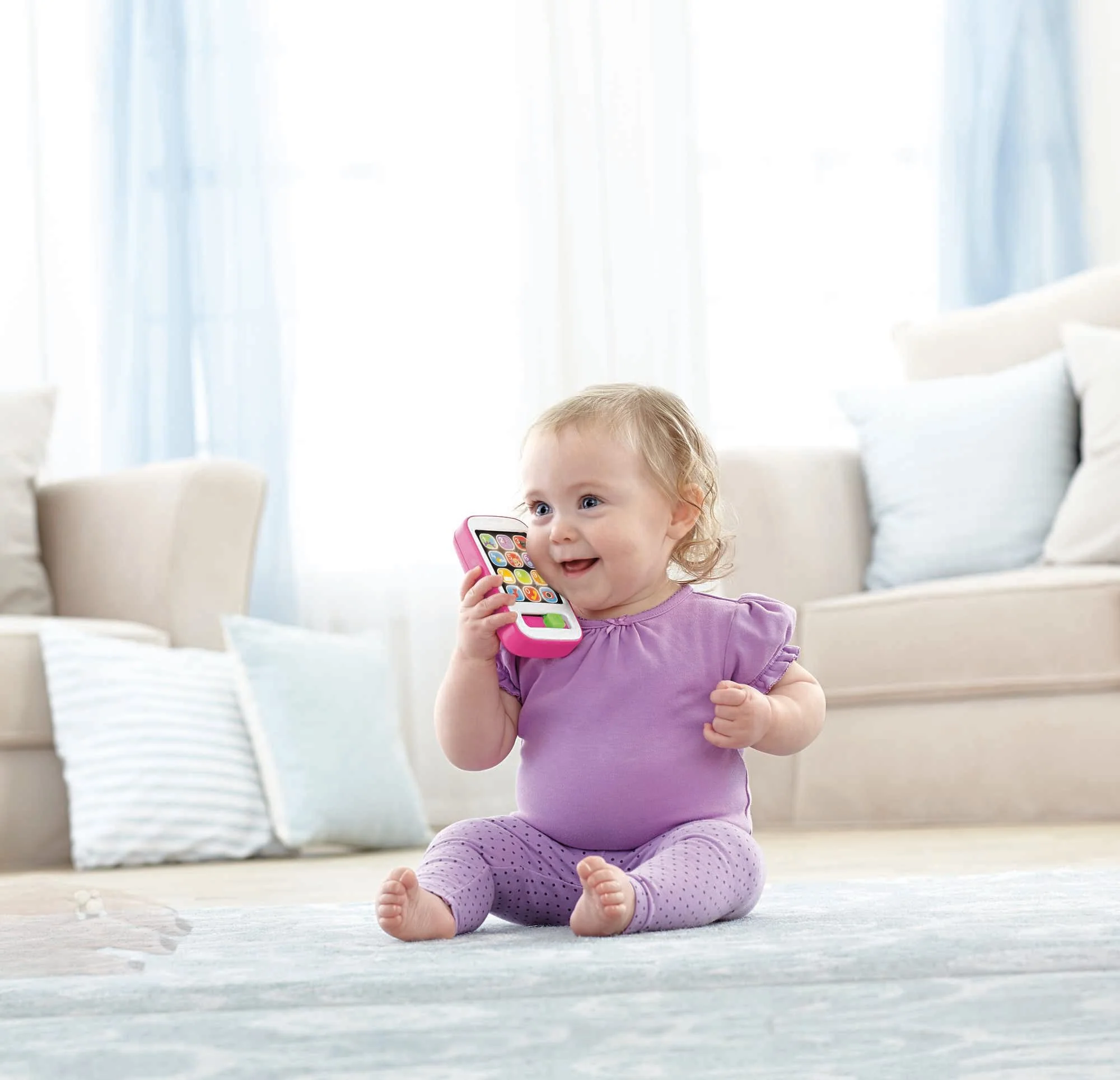 Fisher-Price Ríe y Aprende Juguete para Bebés Smartphone De Aprendizaje Rosa - Image 3