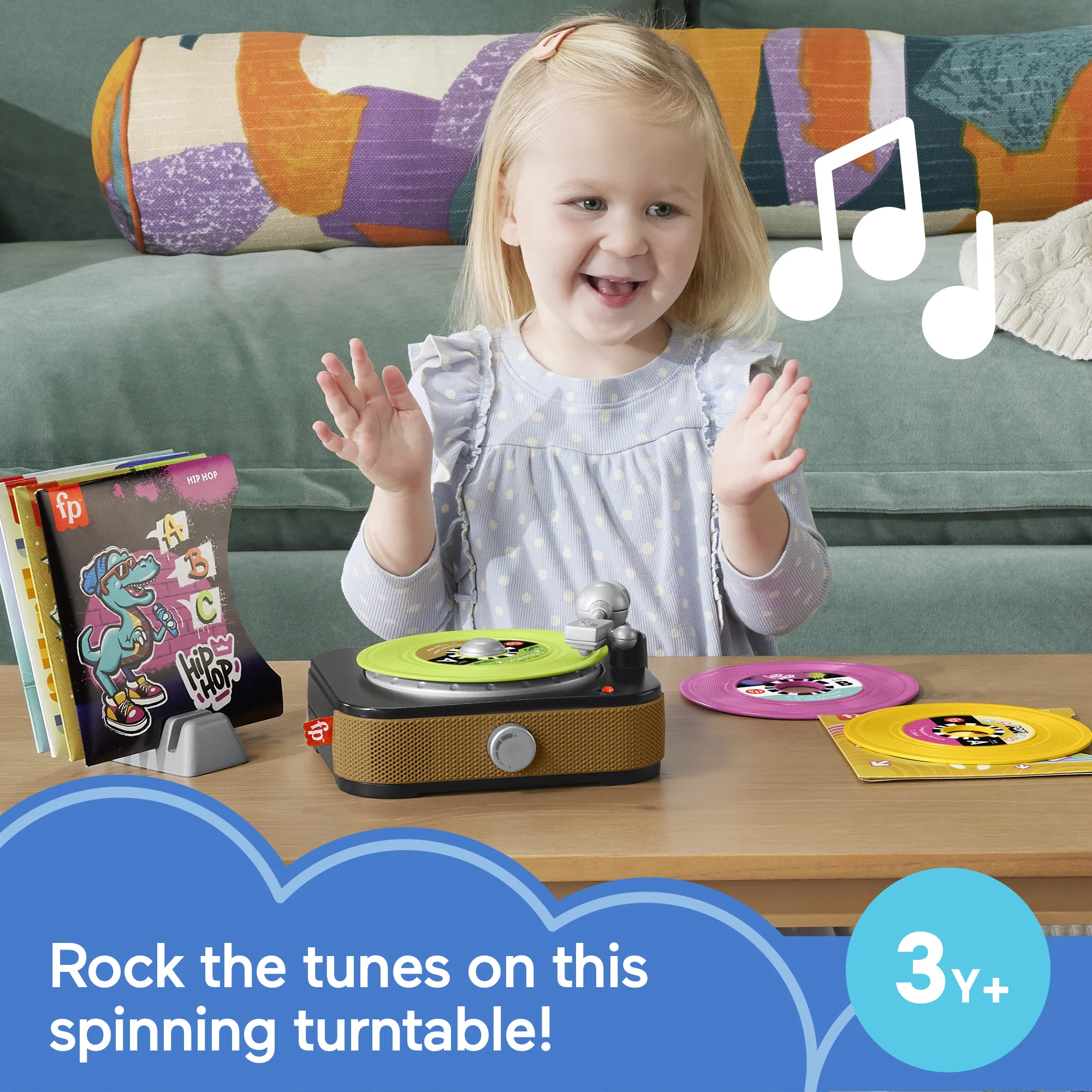 Fisher-Price Rockin’ Record Player Musical Toy For Preschool Pretend Play - Image 2