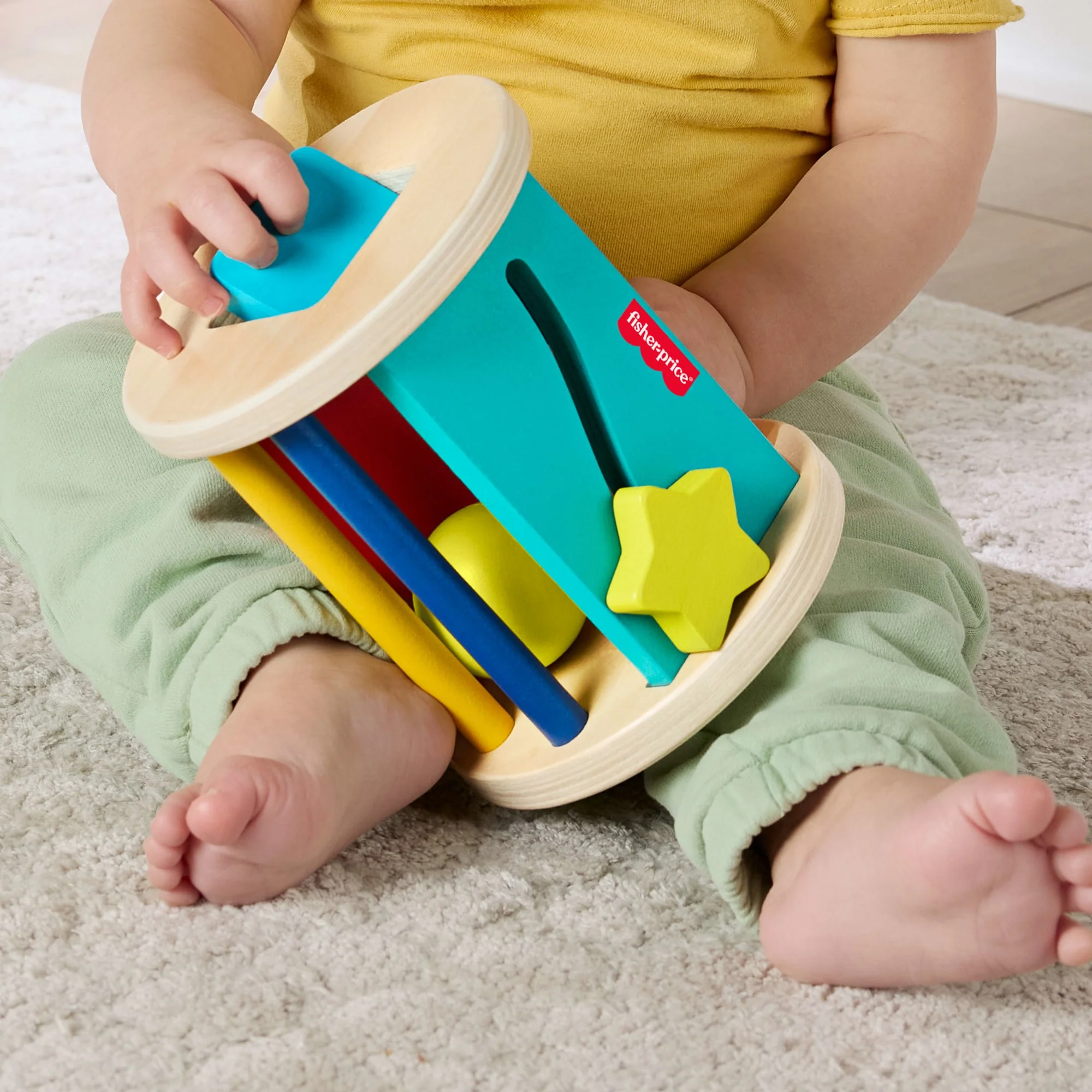 Fisher-Price-Rouleau Jeu à Quatre Pattes en Bois-Activité D’Éveil Pour Bébé - Image 3