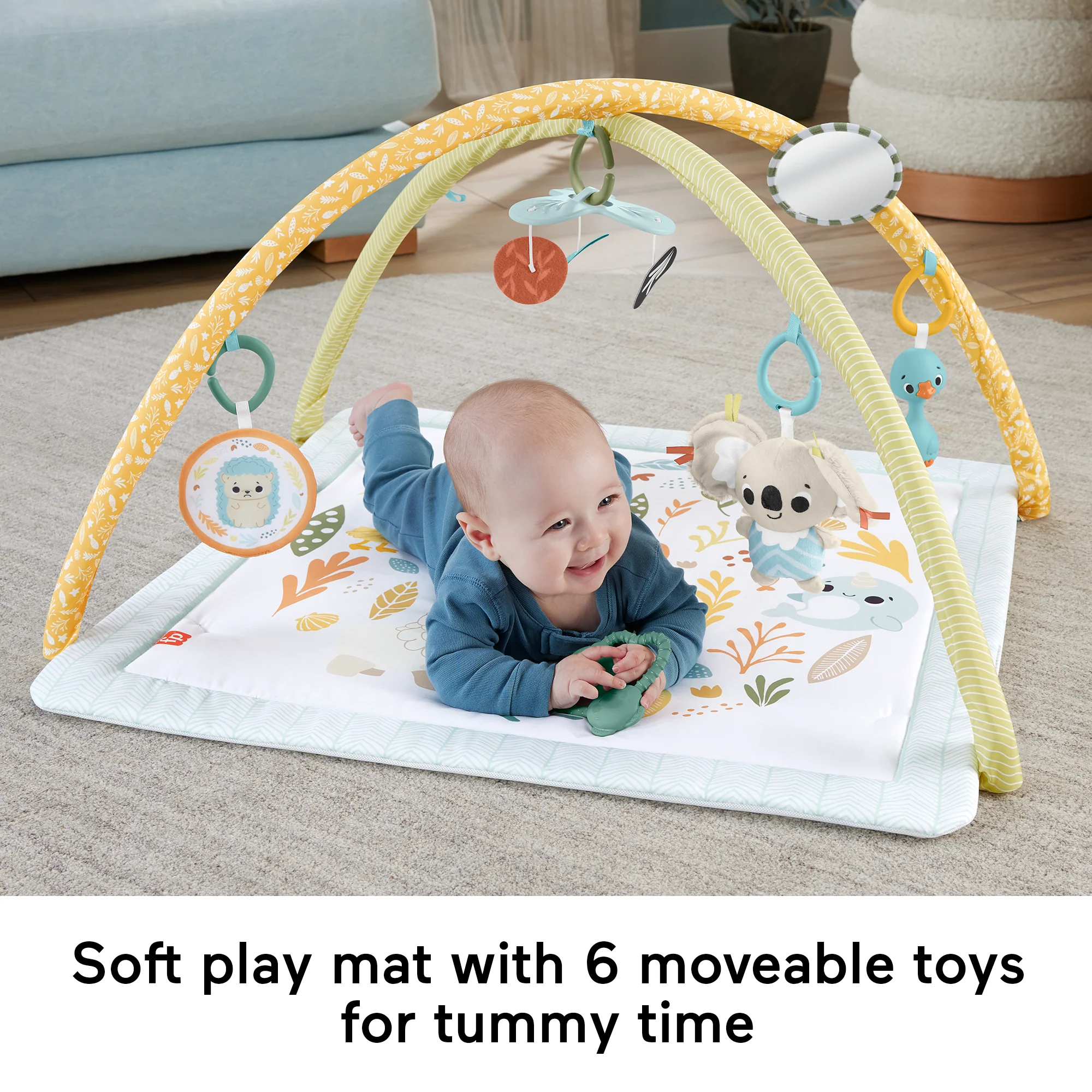 Fisher-Price Simply Senses Newborn Gym Baby Activity Mat With 6 Sensory Toys - Image 3