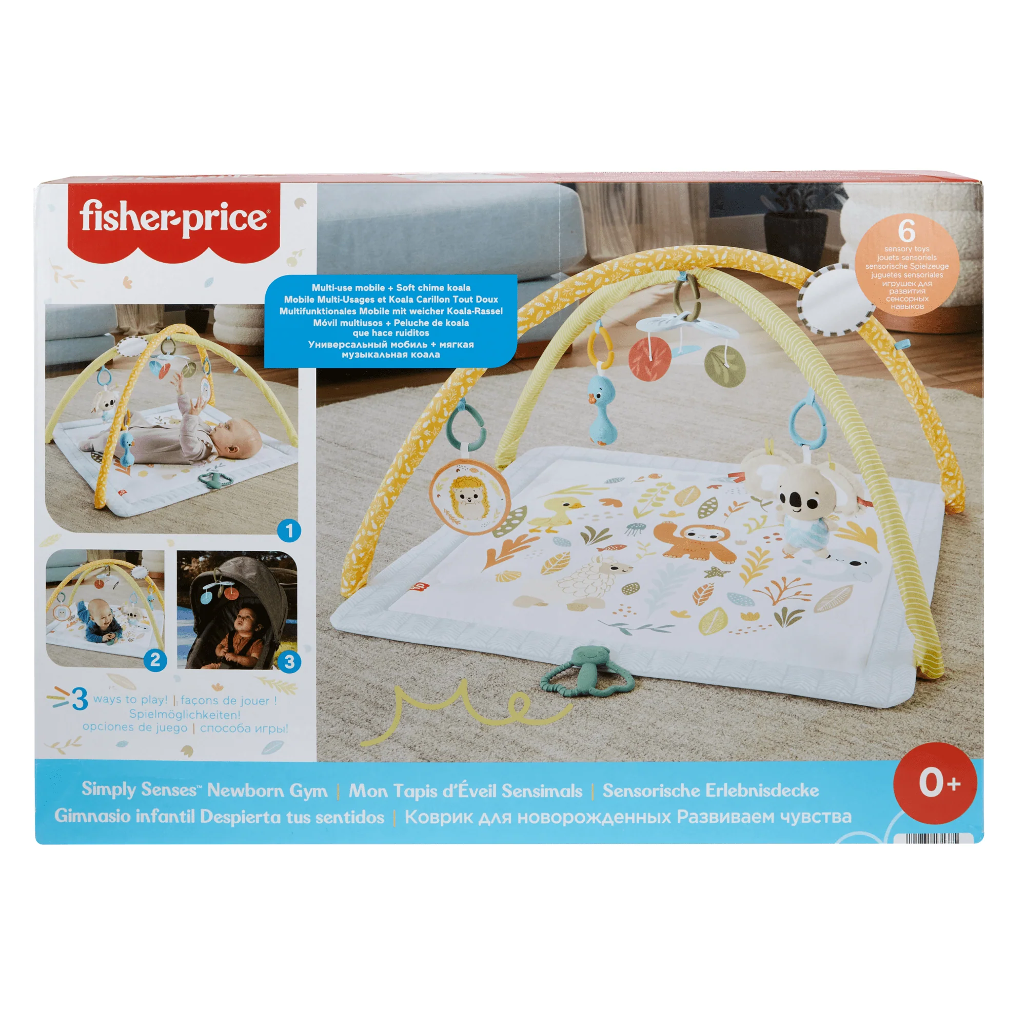 Fisher-Price Simply Senses Newborn Gym Baby Activity Mat With 6 Sensory Toys - Image 6
