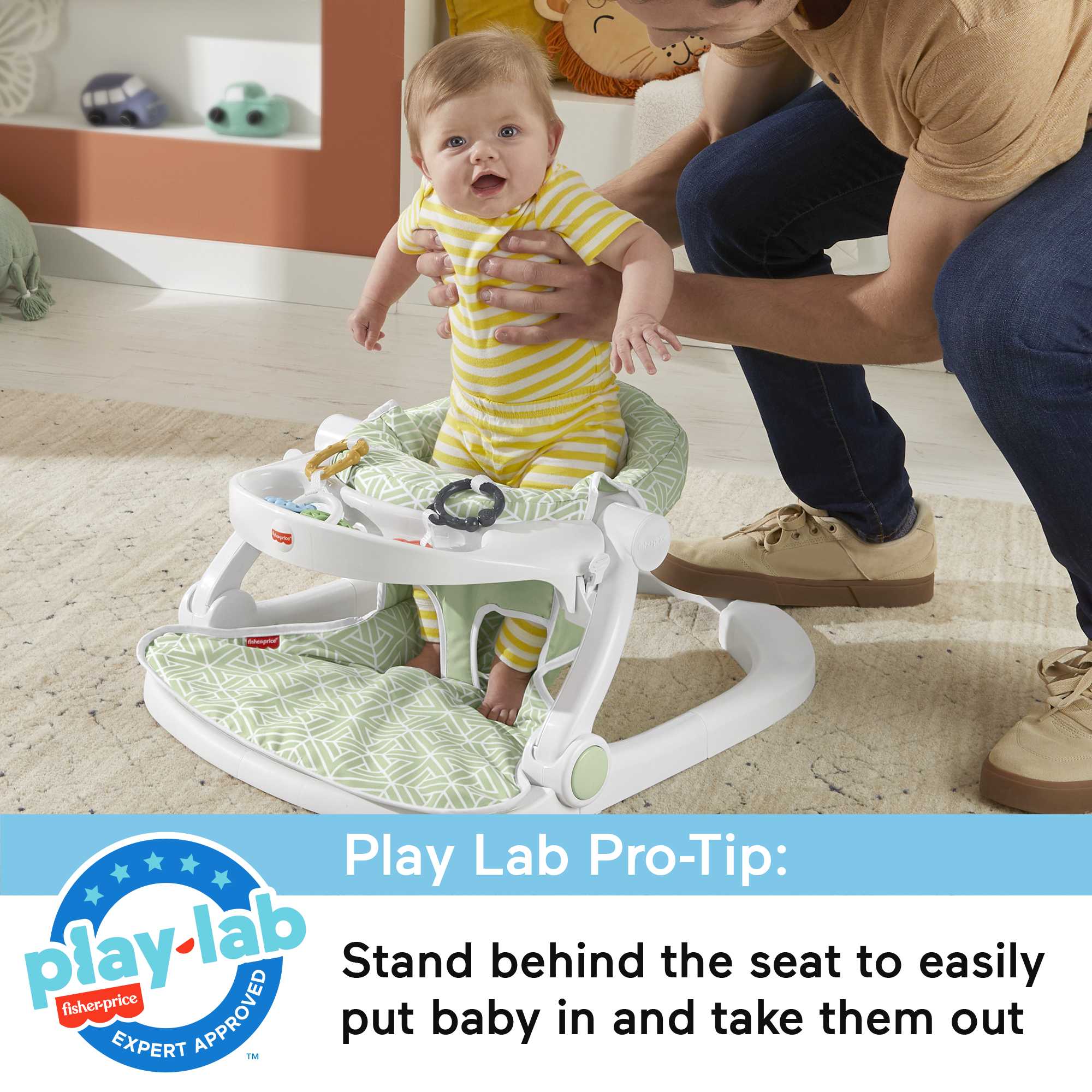 Fisher-Price Sit-Me-Up Seat Portable Baby Chair With Snack Tray And Newborn Toys, Puppy Perfection - Image 5