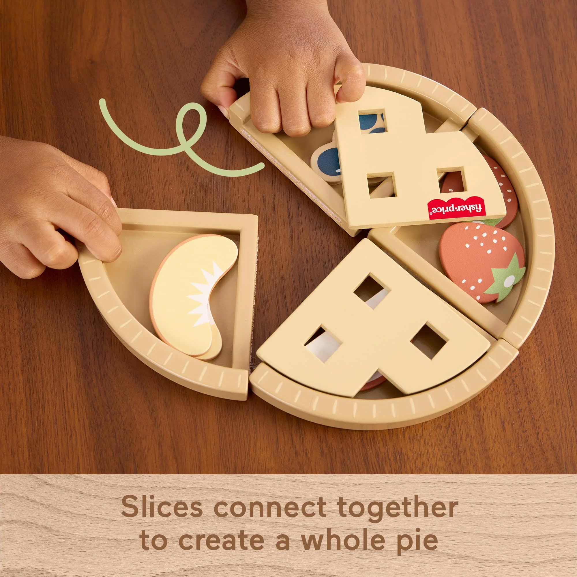 Fisher-Price Tiny Garden Wooden Fruit Pie, Pretend Food Puzzle Set For Kids, 16 Wood Pieces - Image 4