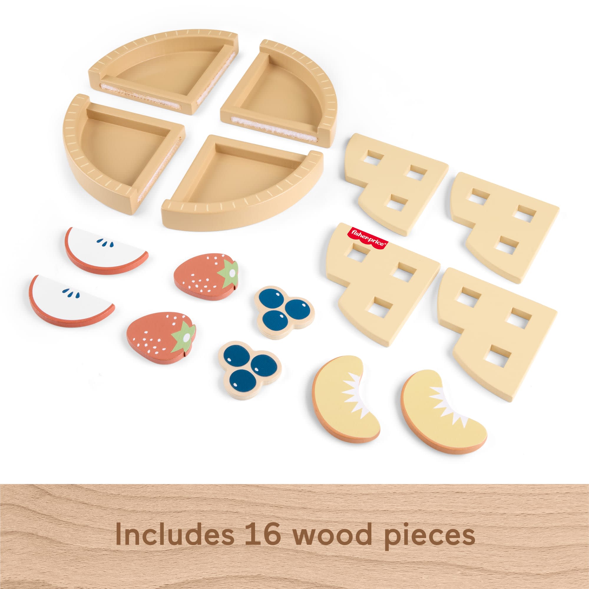 Fisher-Price Tiny Garden Wooden Fruit Pie, Pretend Food Puzzle Set For Kids, 16 Wood Pieces - Image 5