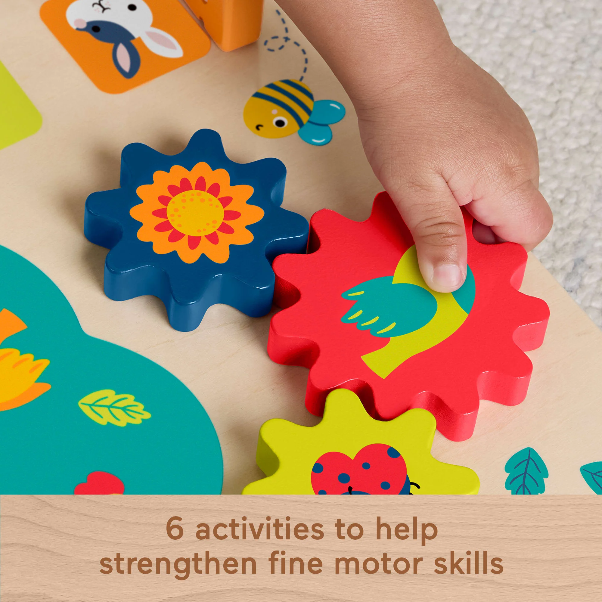 Fisher-Price Wooden Activity Station Baby Busy Board Toy For Developmental Play, 1 Wood Piece - Image 4
