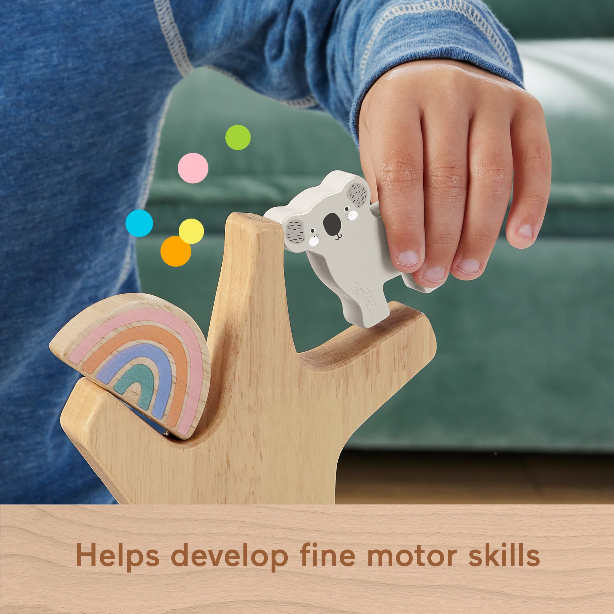 Fisher-Price Wooden Balance Tree Preschool Stacking Activity Toy, 10 Wood Pieces - Image 3