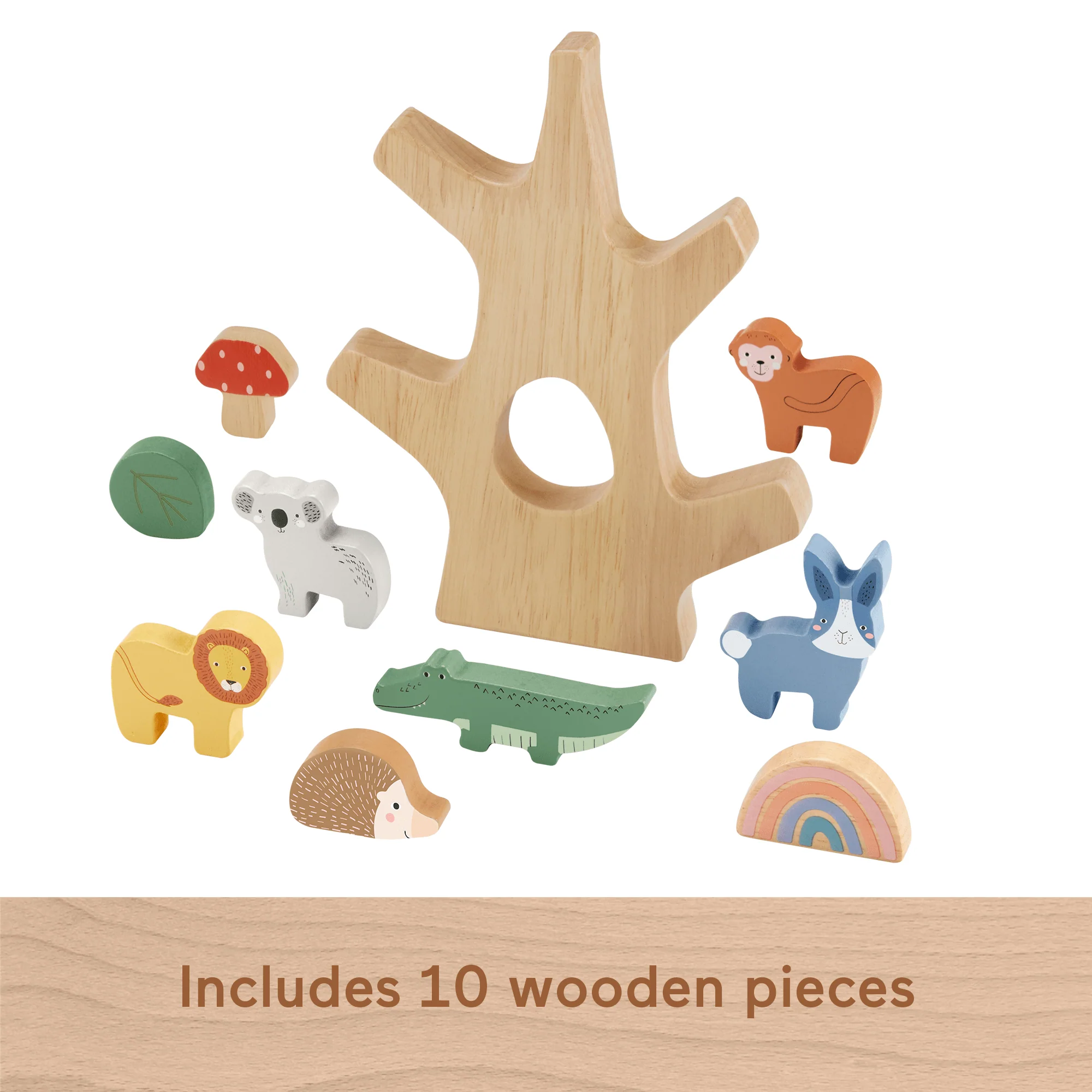 Fisher-Price Wooden Balance Tree Preschool Stacking Activity Toy, 10 Wood Pieces - Image 5