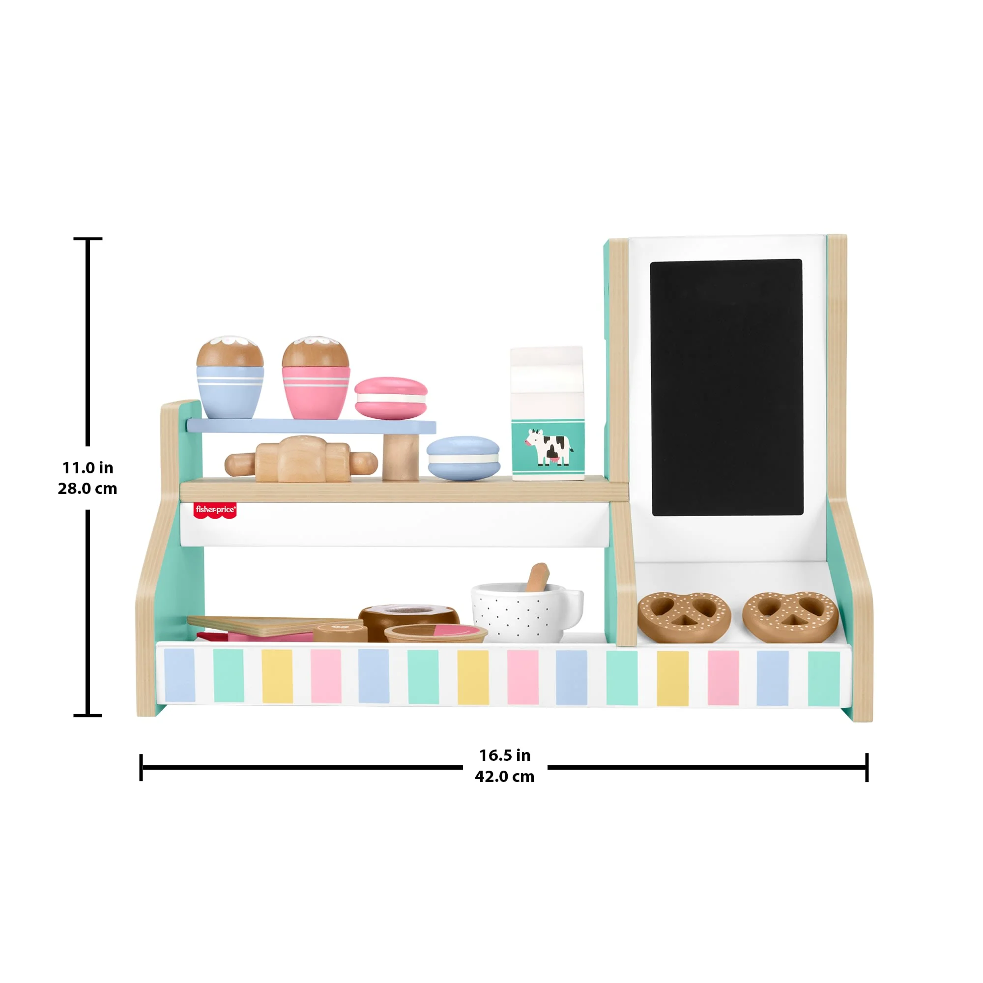 Fisher-Price Wooden Coffee Shop Set For Preschool Pretend Play, 20 Wood Pieces - Image 4