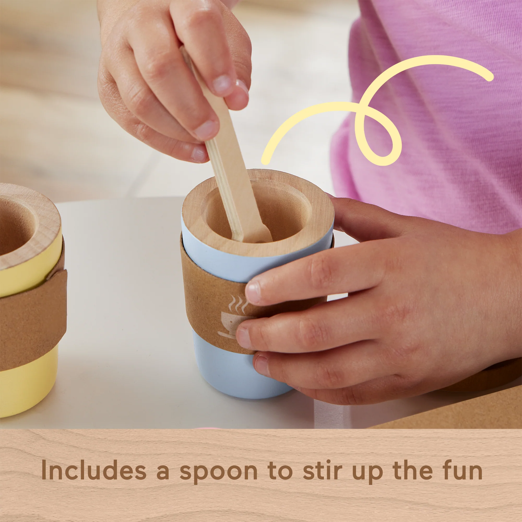 Fisher-Price Wooden Coffee To Go Set, Preschool Café Shop Playset, 15 Wood Pieces - Image 3
