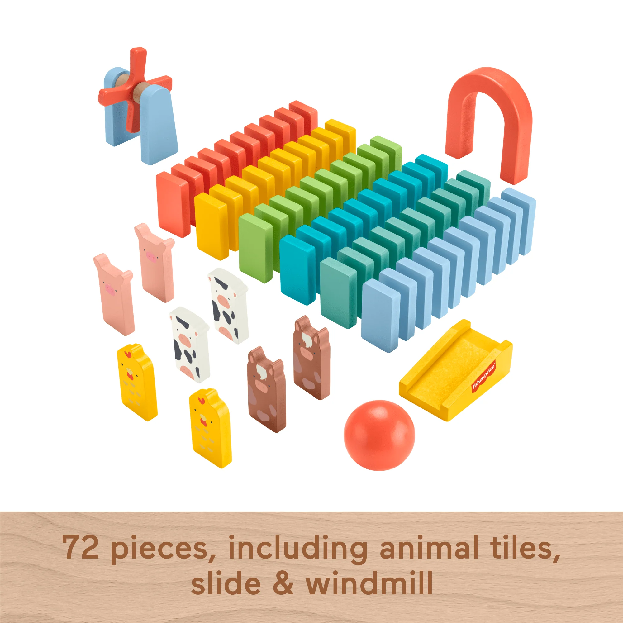 Fisher-Price Wooden Domino Run Playset, Preschool Building Game, 72 Wood Pieces - Image 5