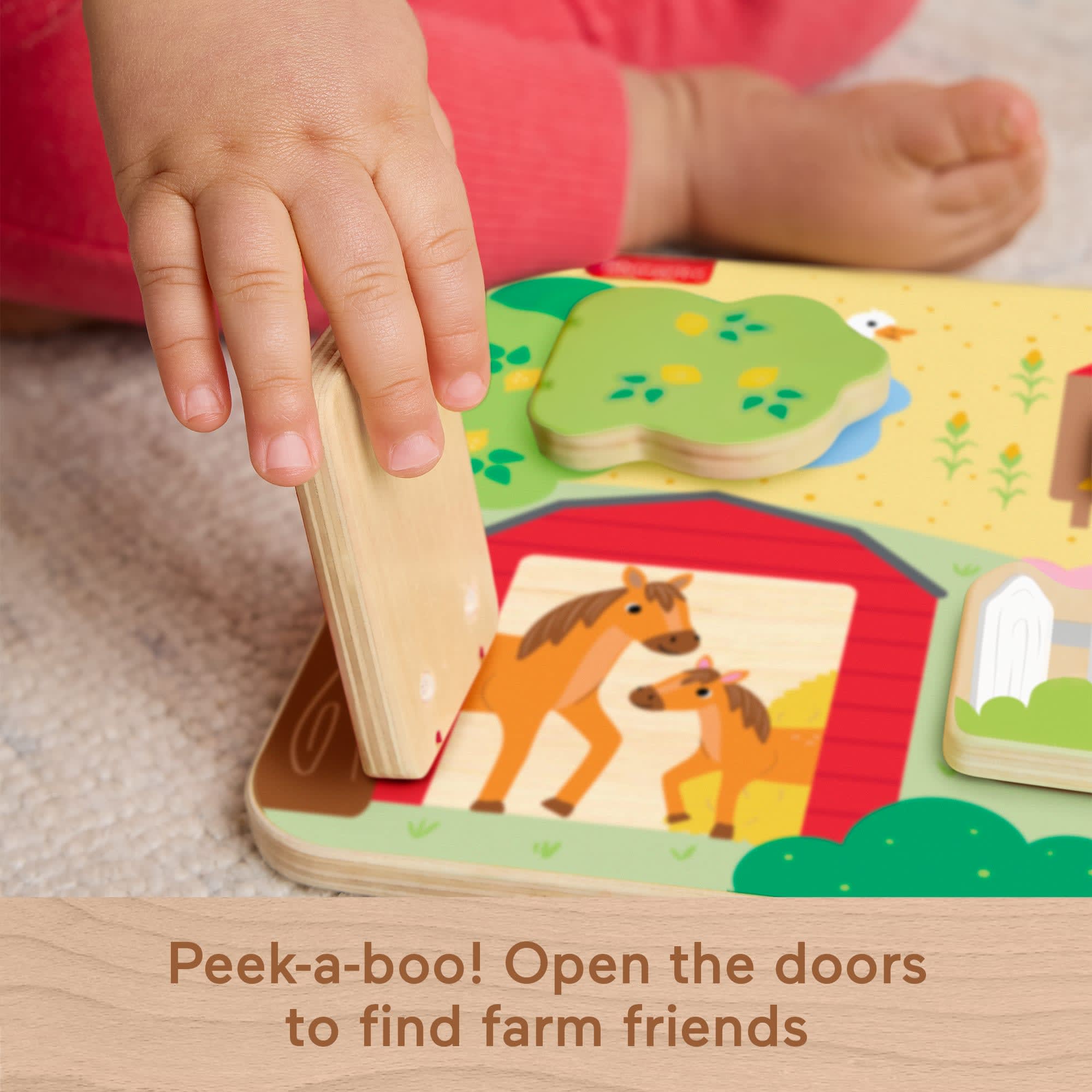 Fisher-Price Wooden Farm Animal Board Busy Activity Toy For Baby & Toddler, 1 Wood Piece - Image 3