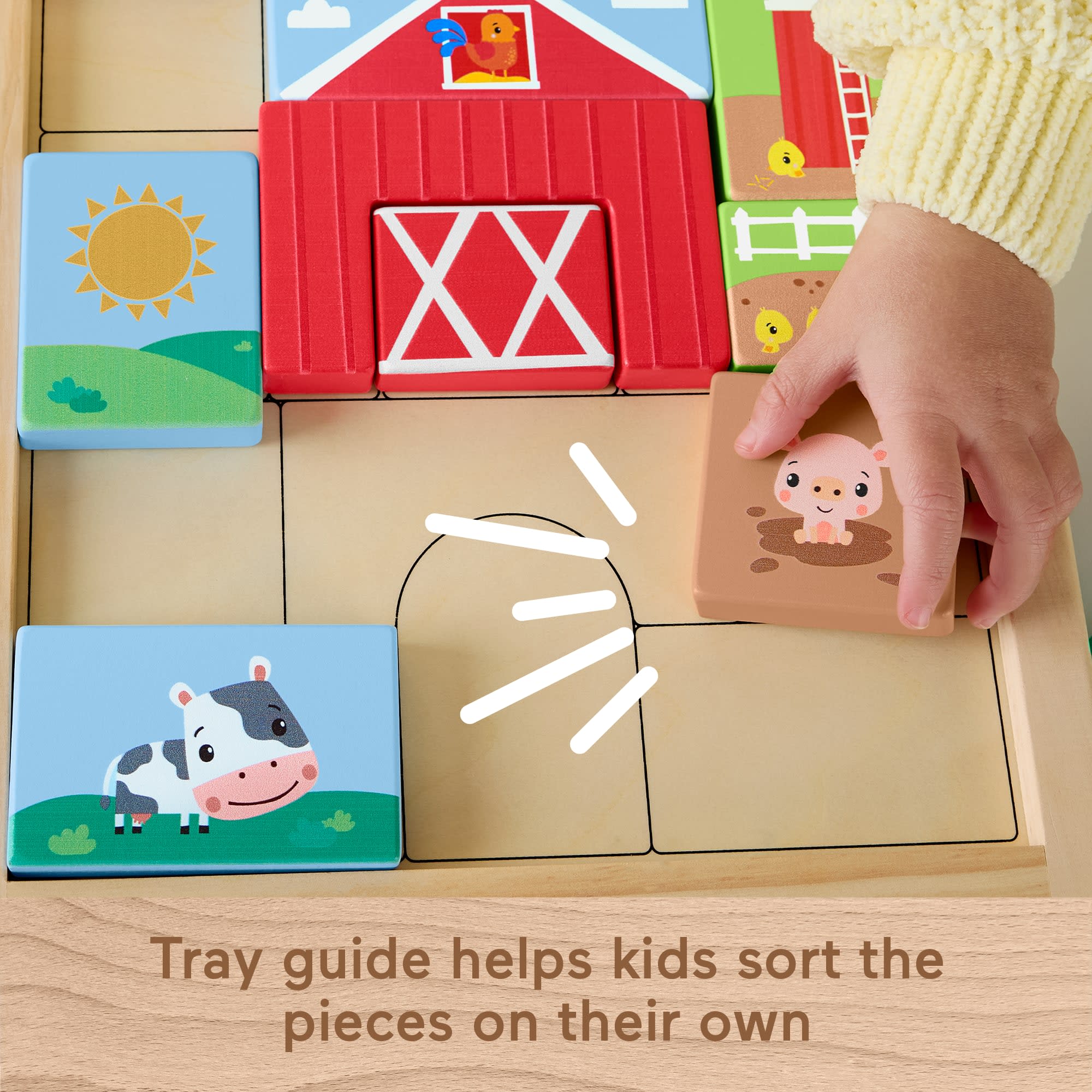 Fisher-Price Wooden Farm Blocks Puzzle Activity Toy For Toddlers & Kids, 14 Wood Pieces - Image 5