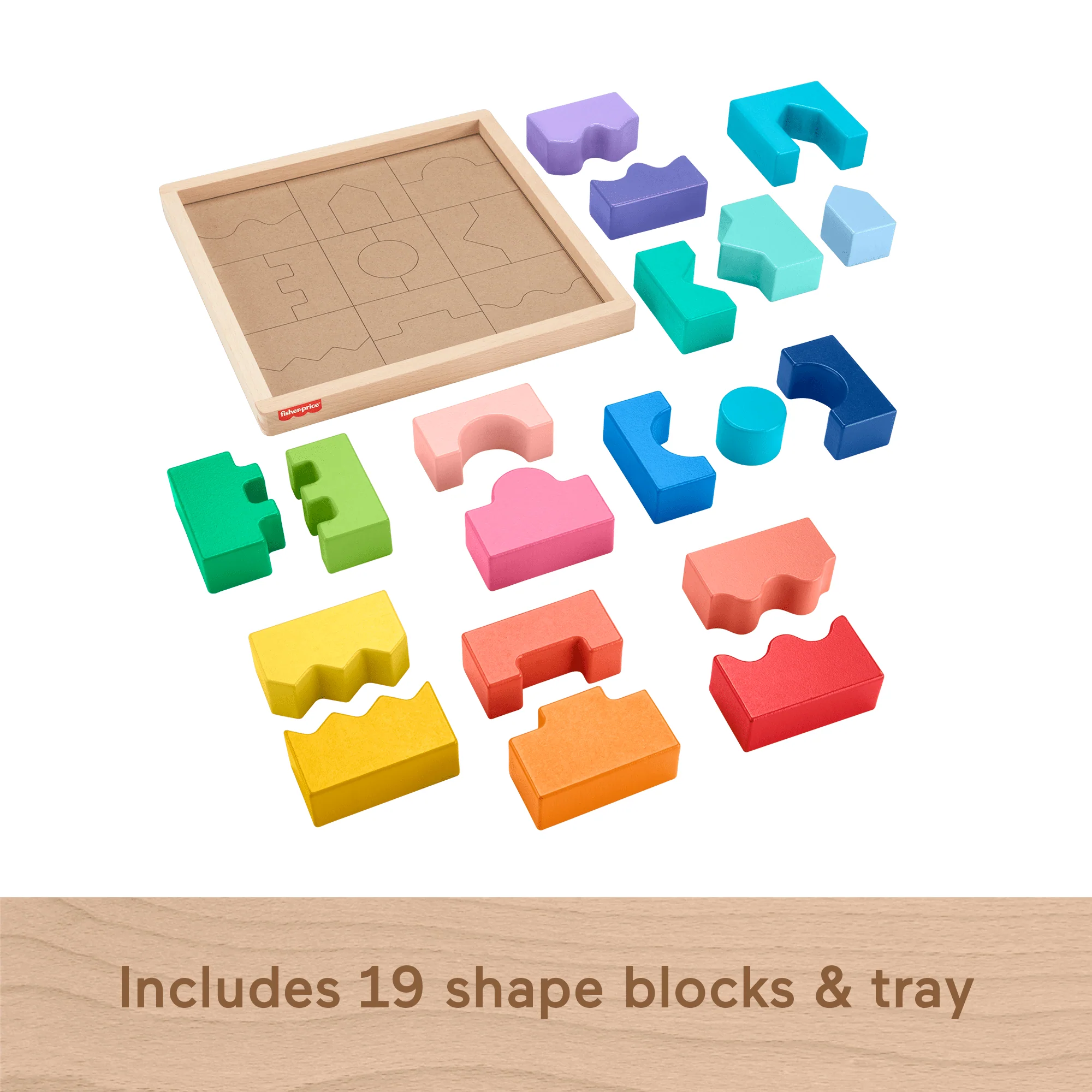 Fisher-Price Wooden interlocking Blocks Puzzle For Toddlers & Kids, 20 Wood Pieces - Image 5