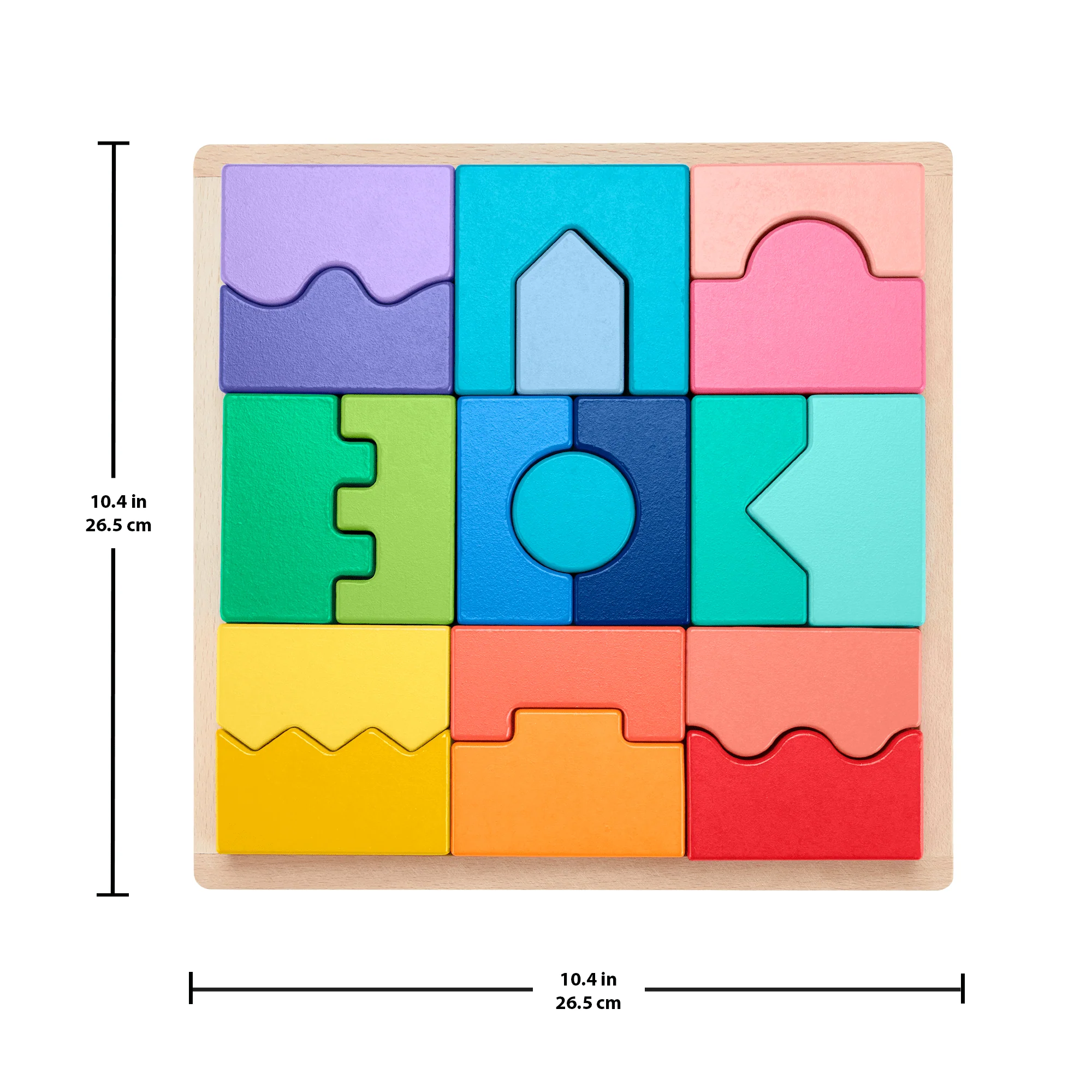 Fisher-Price Wood Toddler Toy Interlocking Blocks Stacking Jigsaw Puzzle With 20 Wooden Pieces For Kids Ages 18+ Months - Image 4