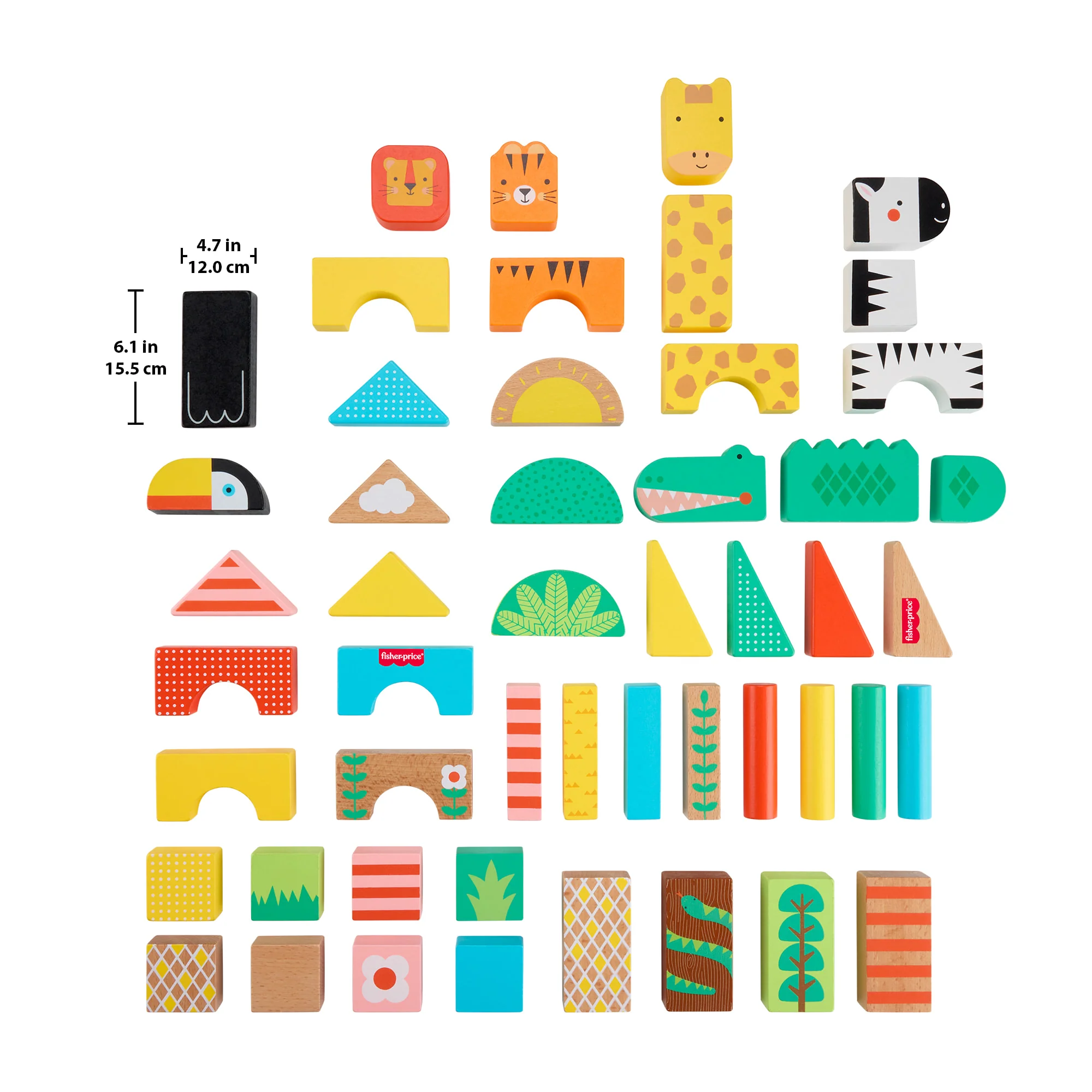 Fisher-Price Wooden Jungle Blocks, Animal-Themed Building Set For Toddlers, 50 Wood Pieces - Image 6