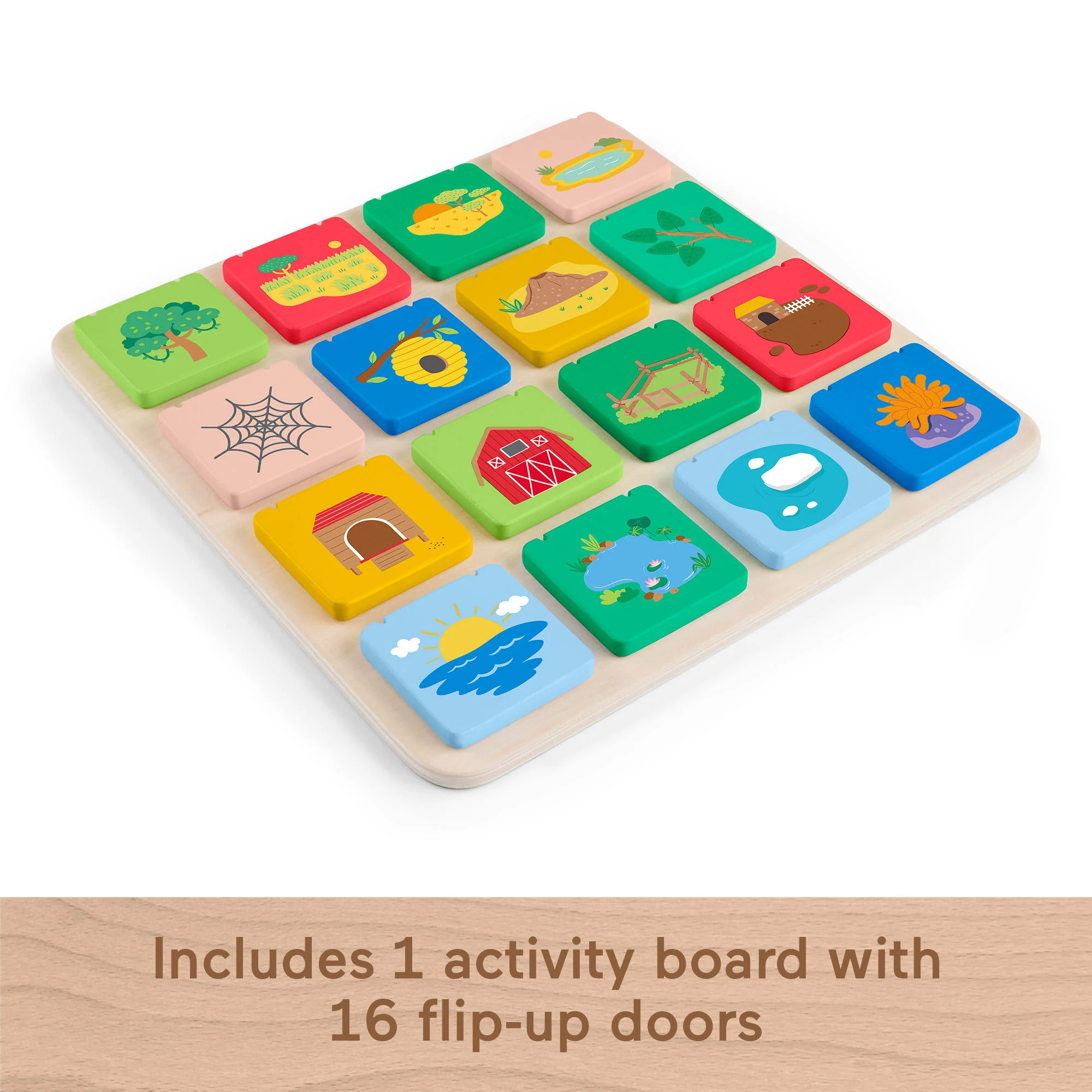 Fisher-Price Wooden Flip & Reveal Busy Activity Board, Learning Toy For Preschool Kids - Image 5