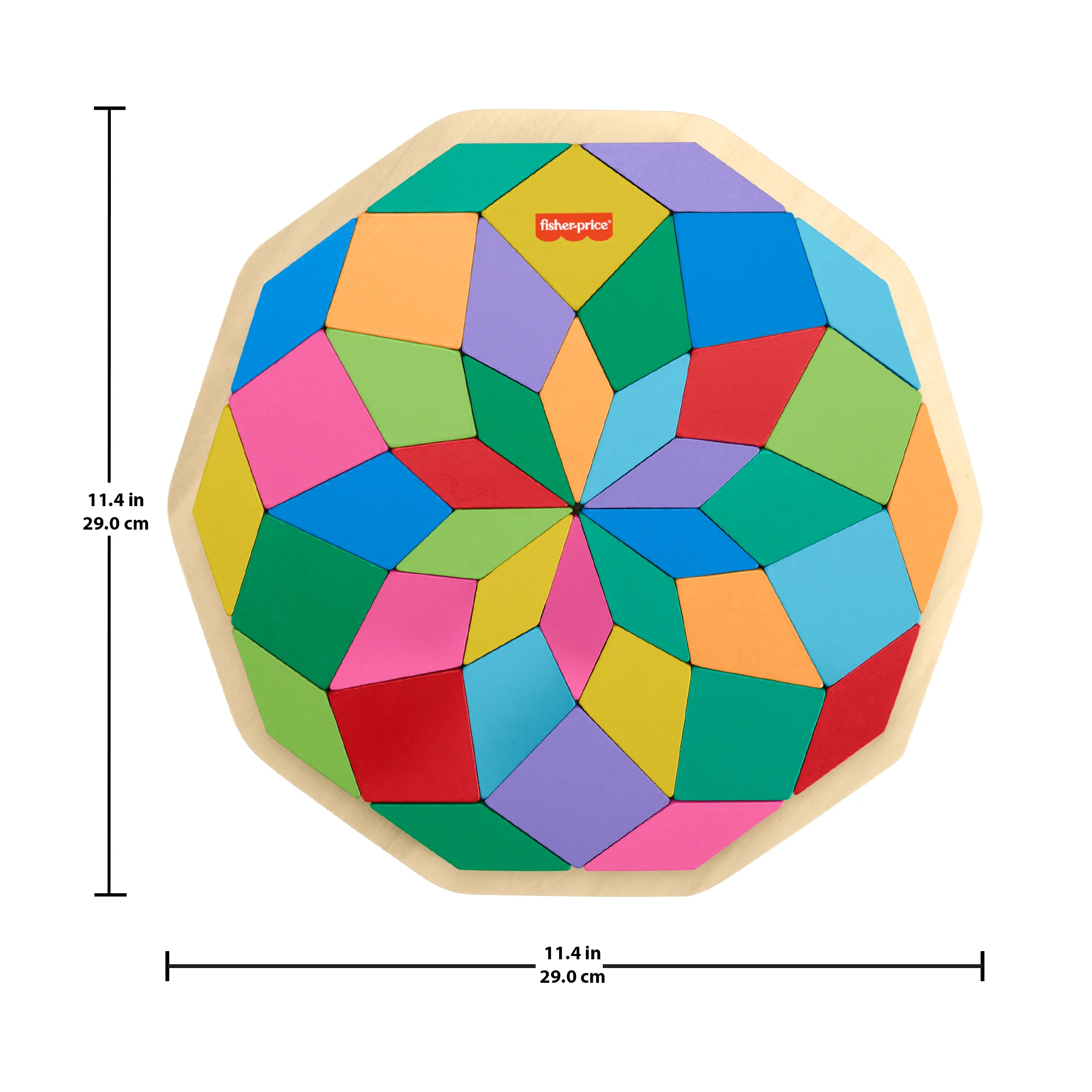 Fisher-Price Wooden Mandala Geometric Puzzle For Toddlers & Kids, 40 Wood Pieces - Image 6
