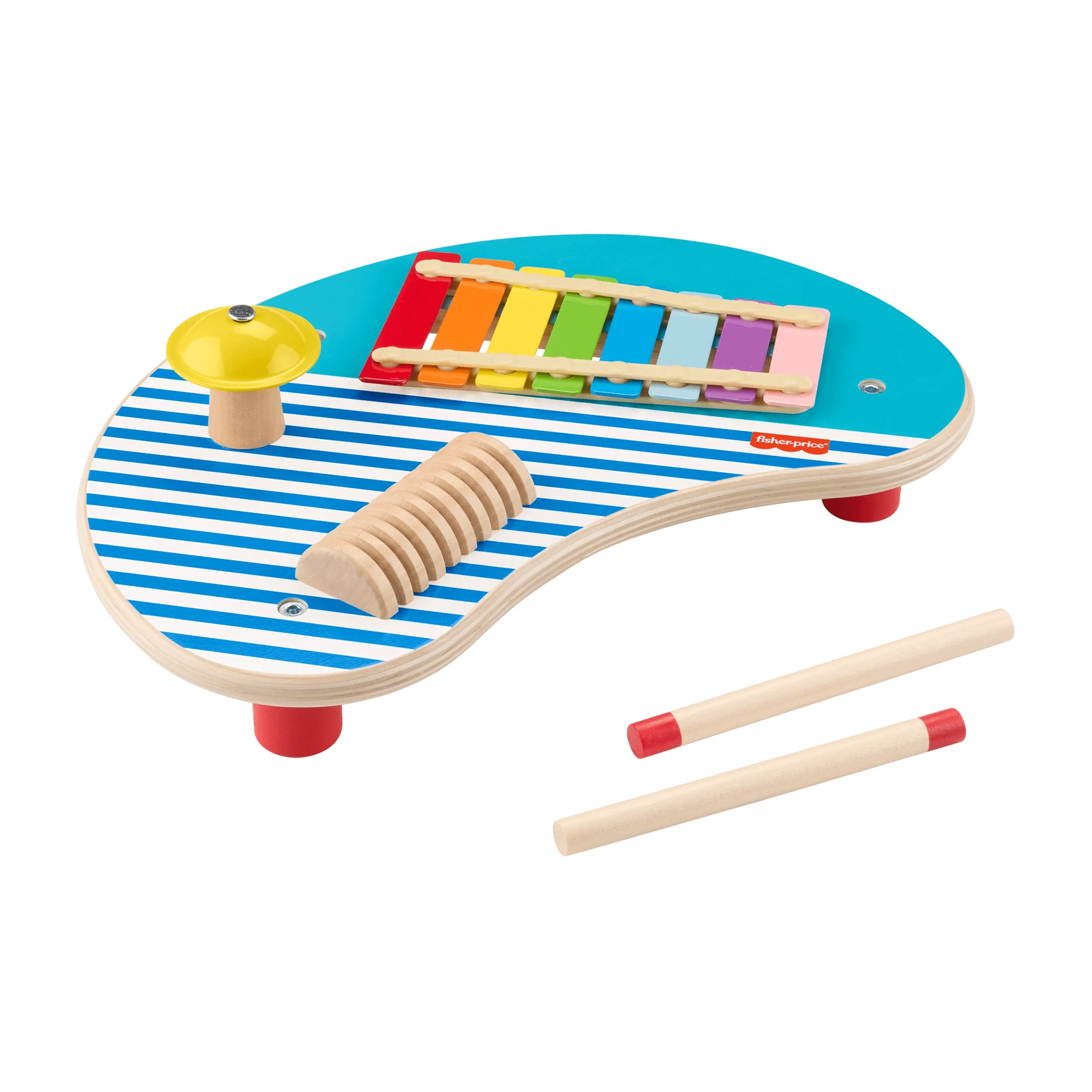 Fisher-Price Wooden Musical Table With Percussion Instrument Toys, 3 Wood Pieces - Image 6