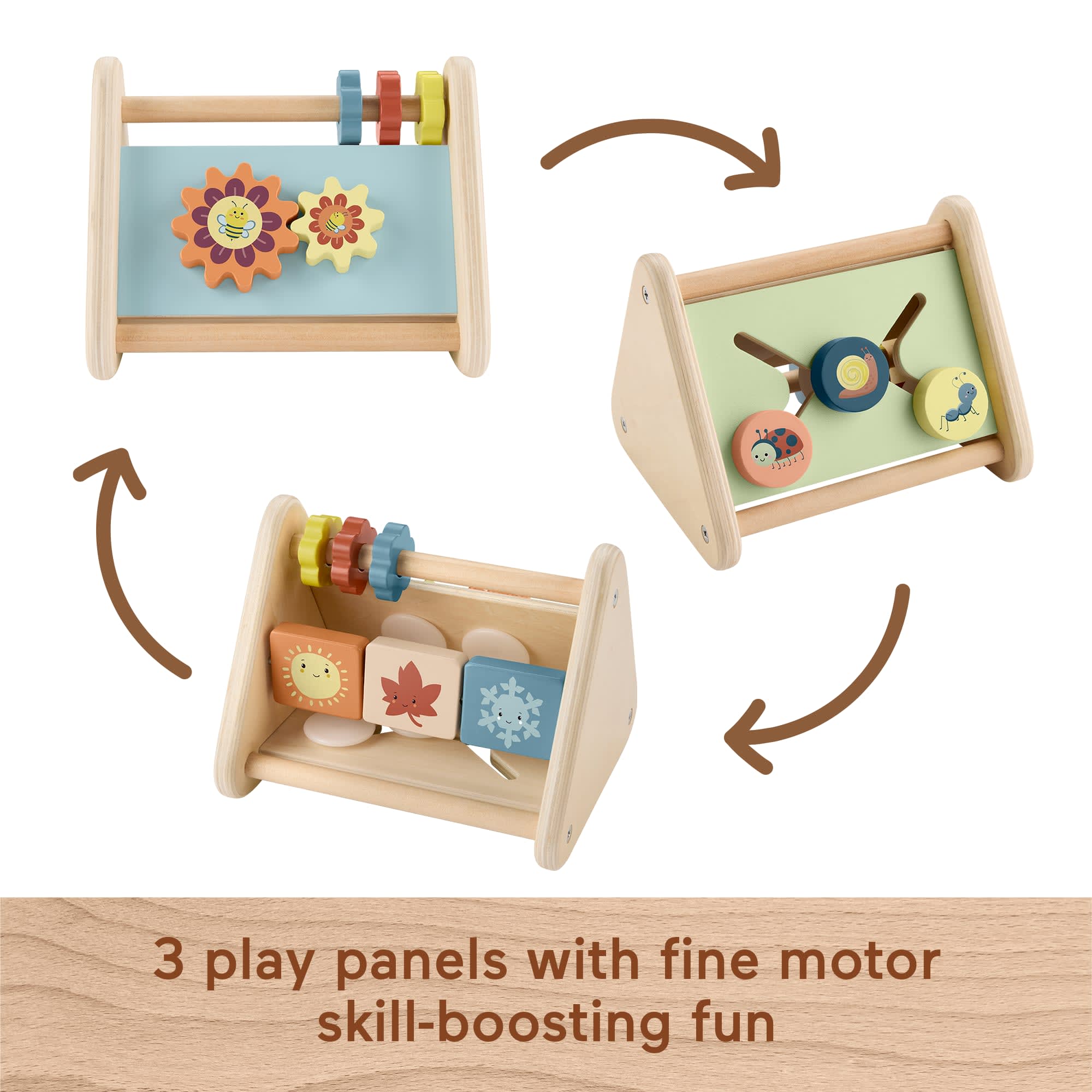 Fisher-Price Wooden Play Time Triangle, 3-Sided Fine Motor Activity Toy For Baby, 1 Wood Piece - Image 4