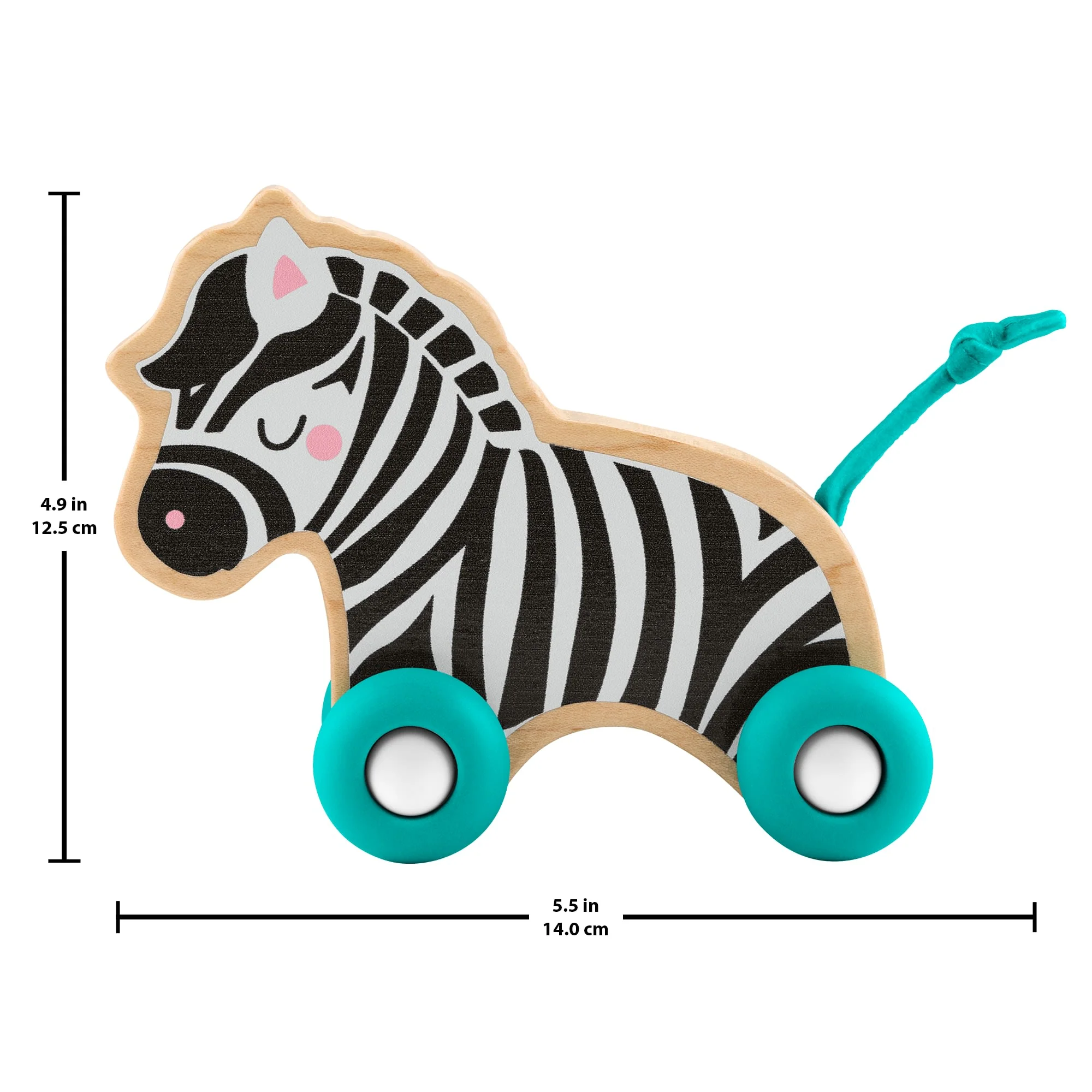 Fisher-Price Wooden Push Along Animals, Lion & Zebra Toy Vehicles For Baby Crawling Play - Image 5