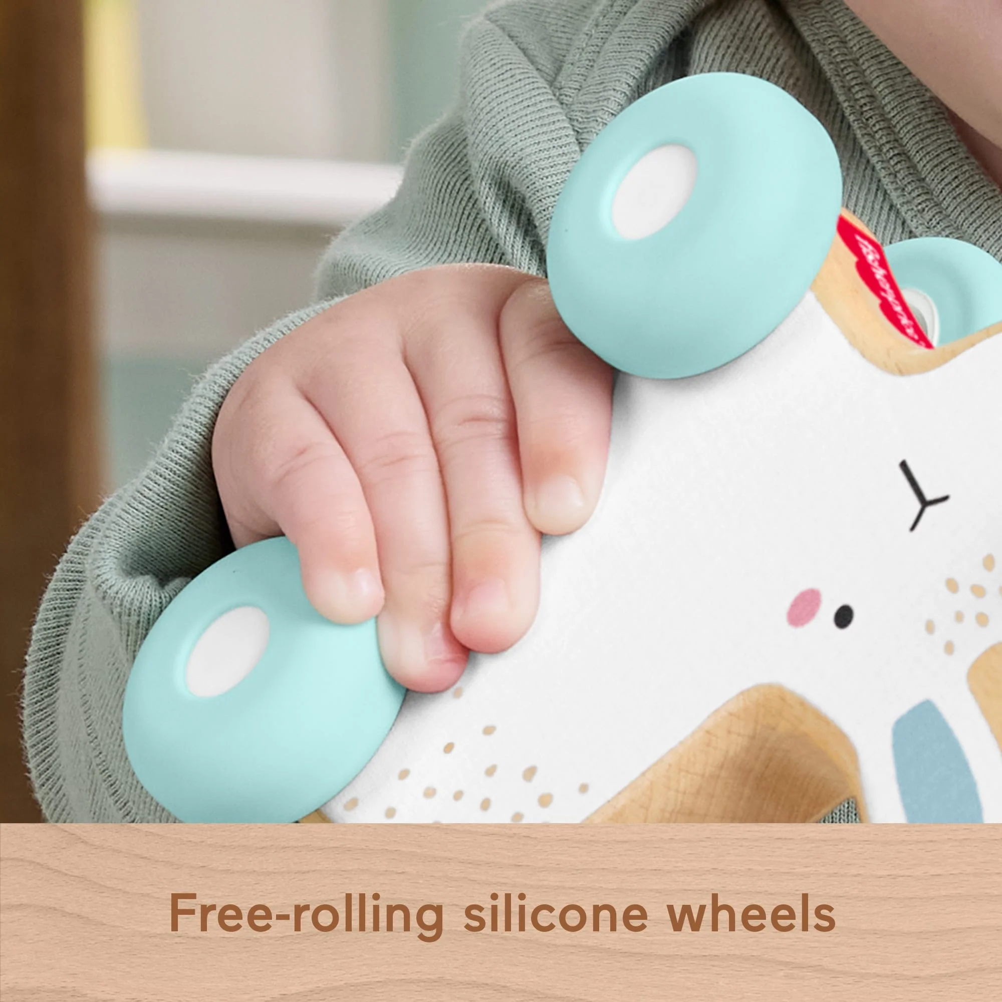 Fisher-Price Wooden Push-Along Bunny Toy Vehicle For Baby Crawling Play. 1 Wood Piece - Image 3