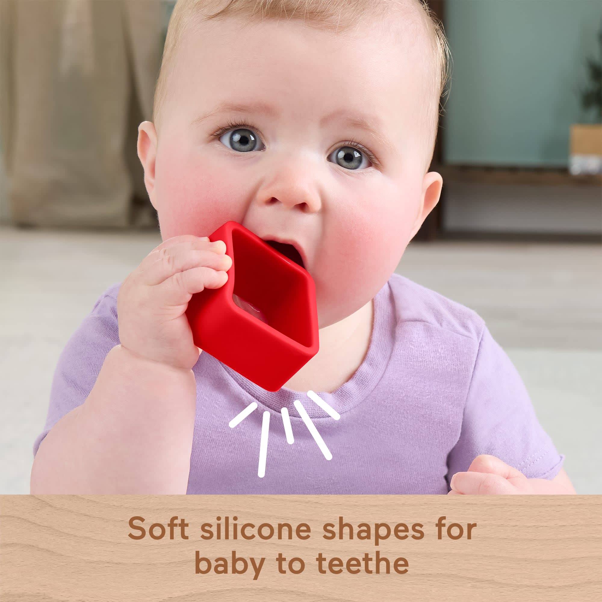Fisher-Price Wooden Silicone Puzzle, Shape-Sorter Developmental Toy For Baby, 5 Pieces - Image 4