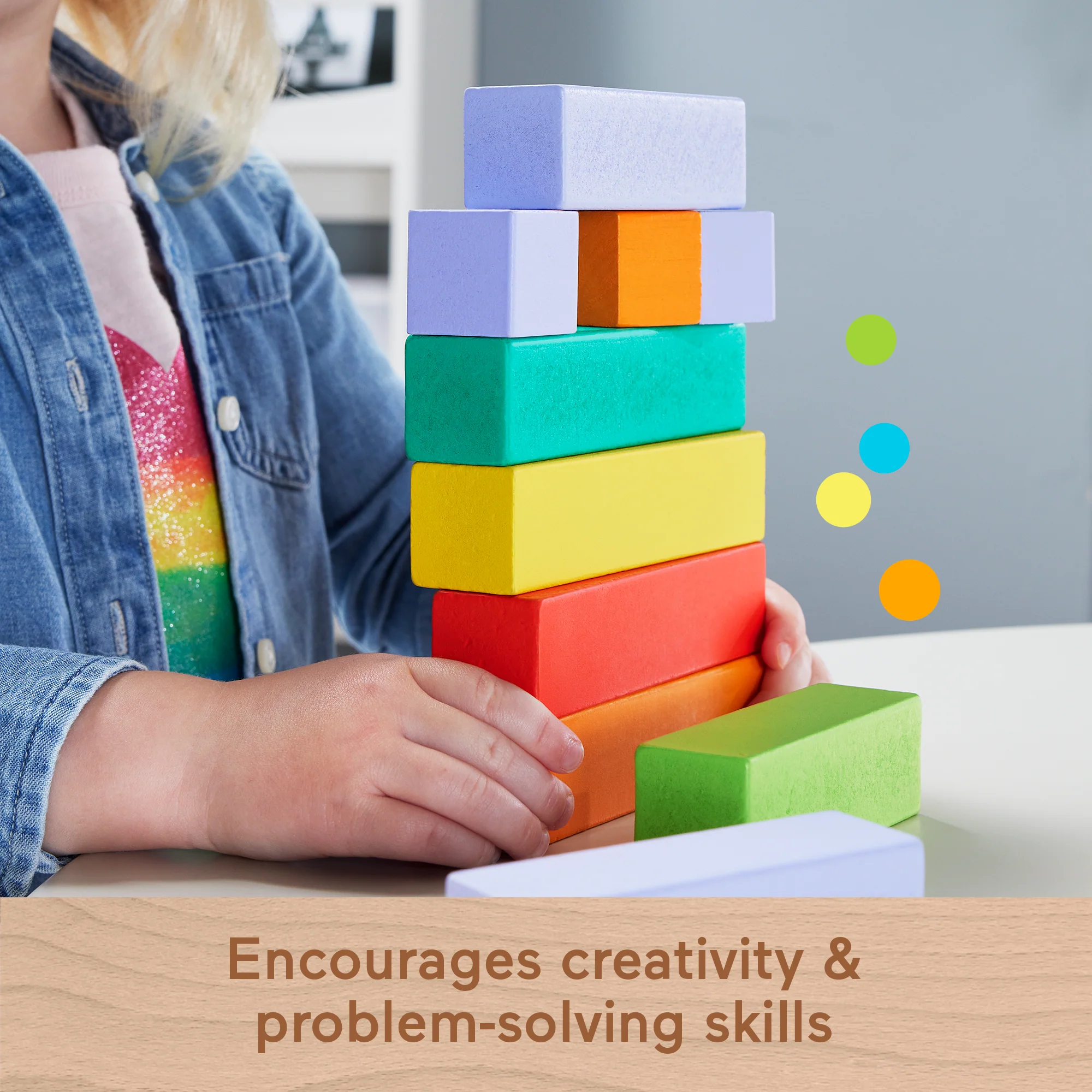 Fisher-Price Wooden Stacking Blocks Building Toy For Toddlers, 65 Wood Pieces - Image 3