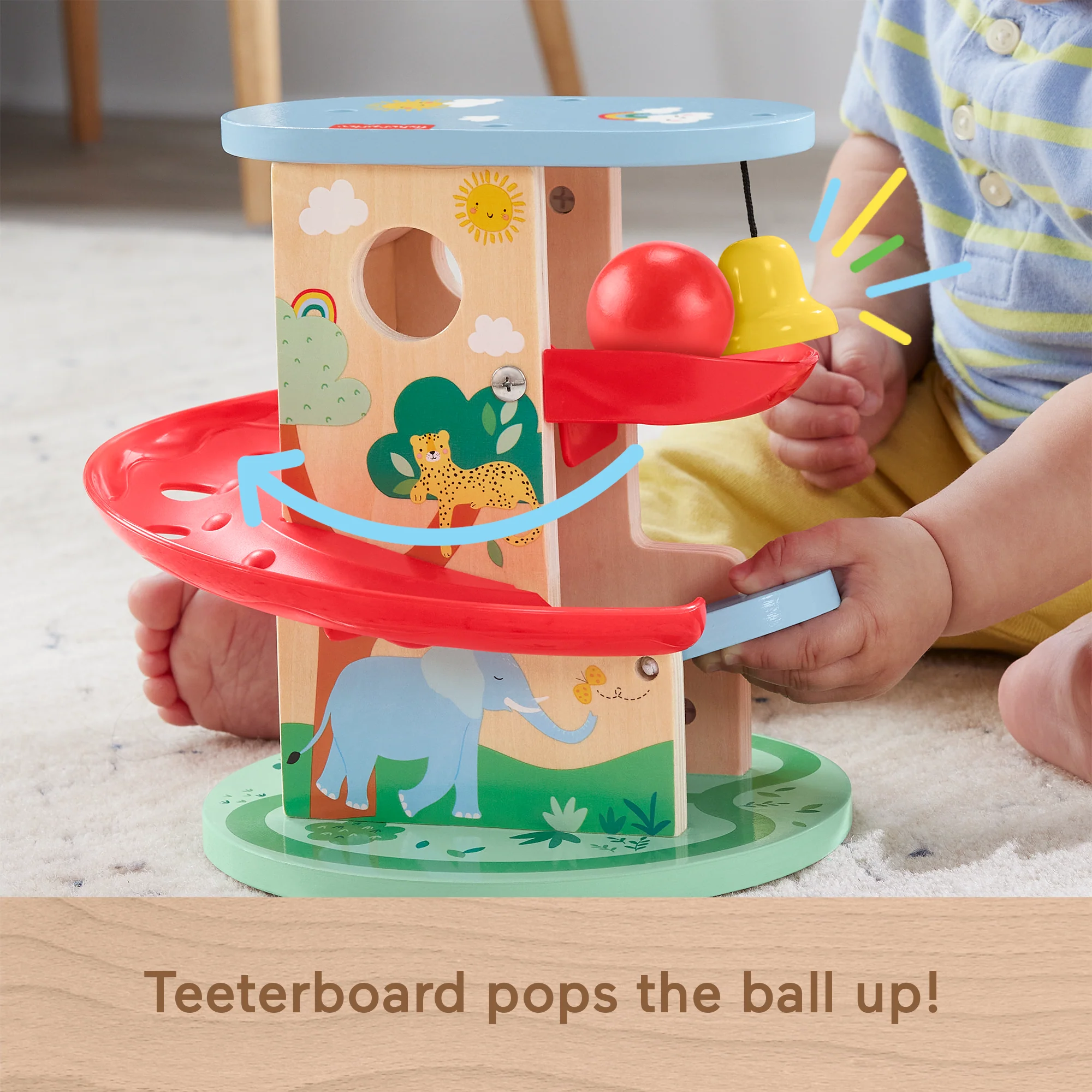 Fisher-Price Wooden Treehouse Ball Run Baby & Toddler Toy, 2 Wood Pieces - Image 3