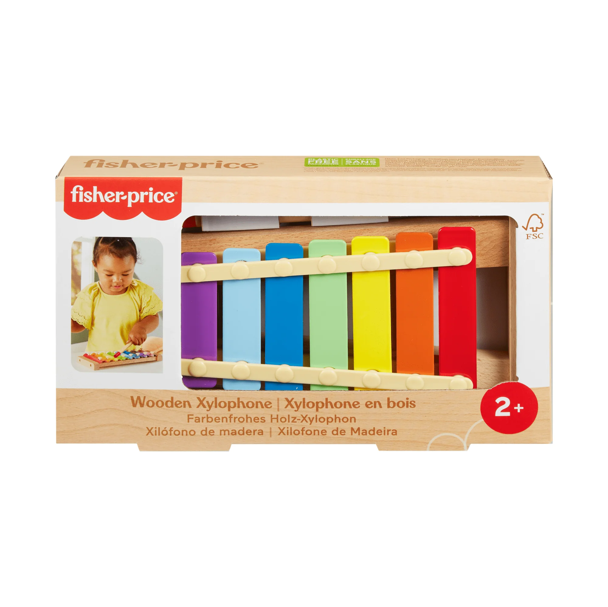 Fisher-Price Wooden Xylophone, Musical instrument Toy For Toddlers, 2 Wood Pieces - Image 6