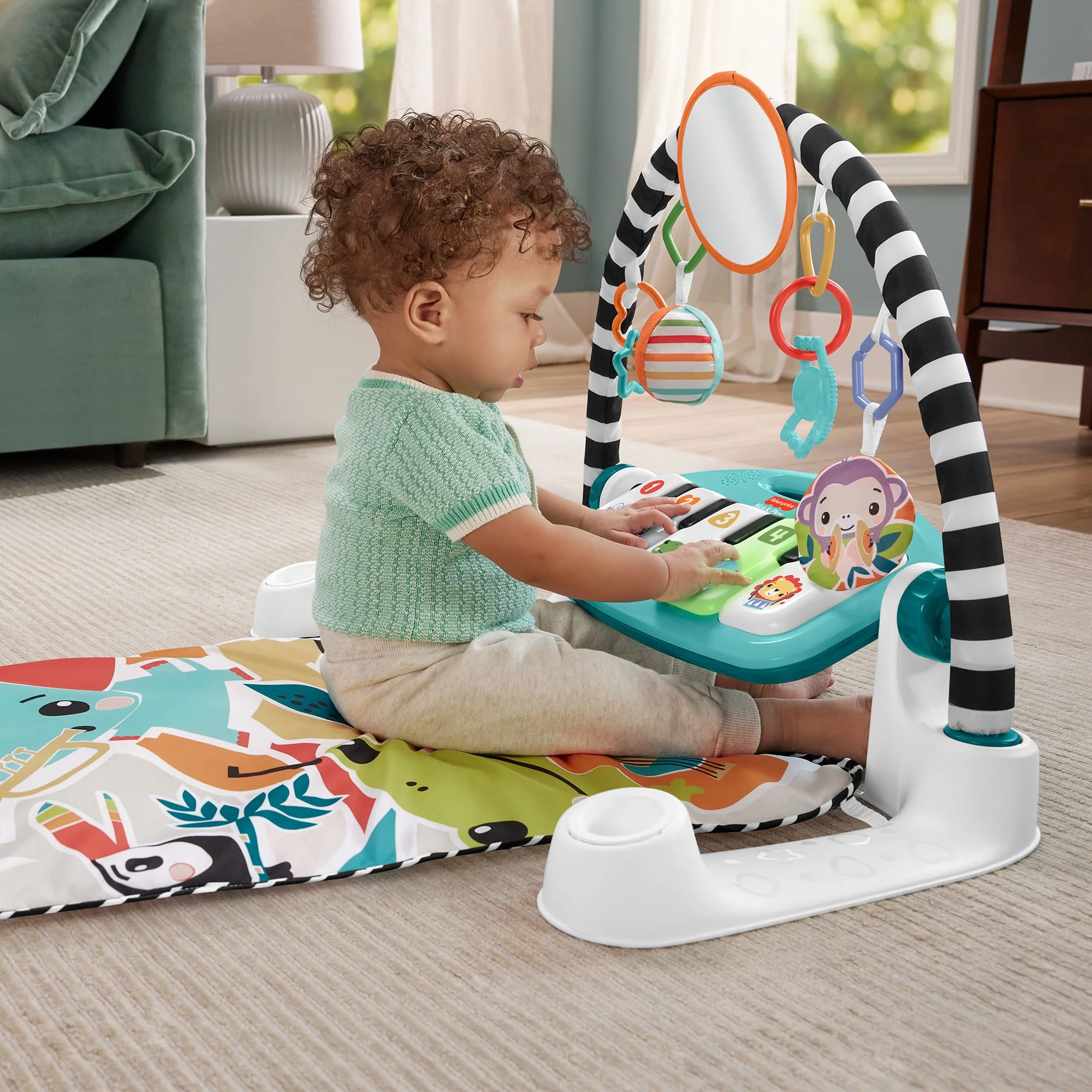 Fisher-Price  Tapis Piano Lumières et Apprentissage, Pour Bébé, Bleu - Image 4