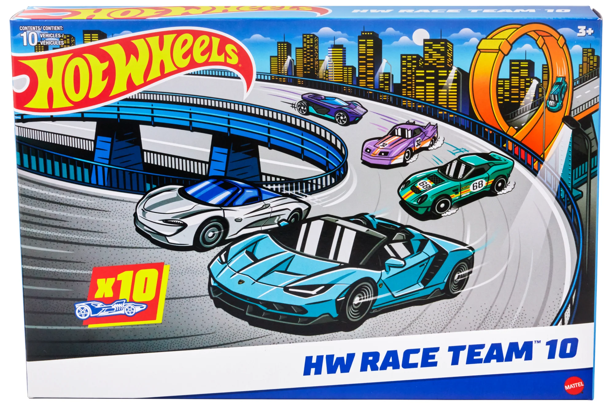 Hot Wheels Race Car 10-Pack, Set Of 10 1:64 Scale Toy Vehicles - Image 6