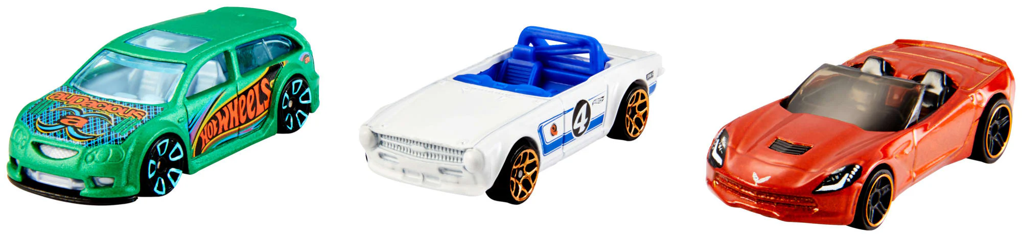 Hot Wheels 1:64 Scale Toy Cars & Trucks, 3-Pack